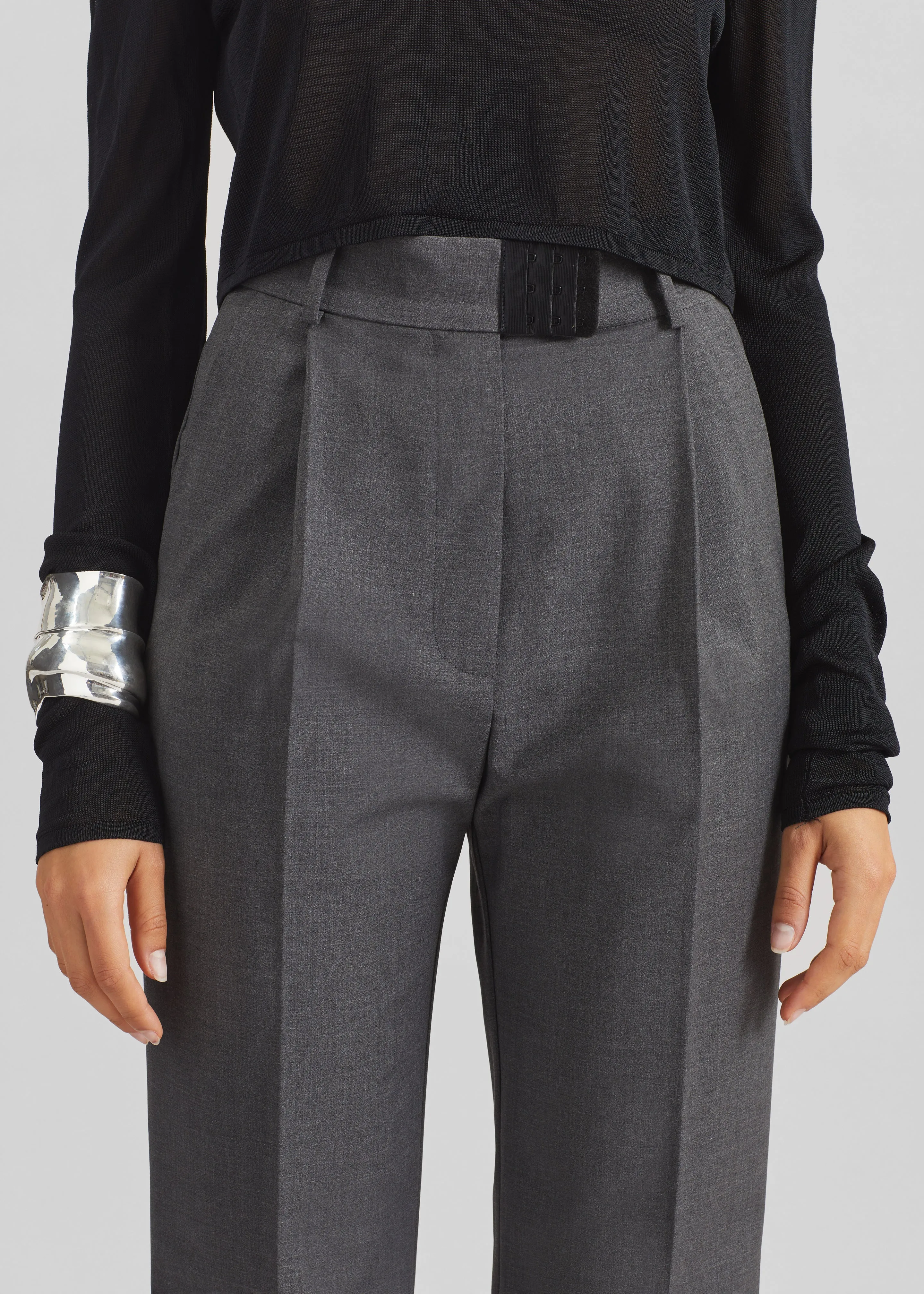 Bevza High-Waisted Trousers - Dark Grey sold by Frankie Shop product image thumbnail 3