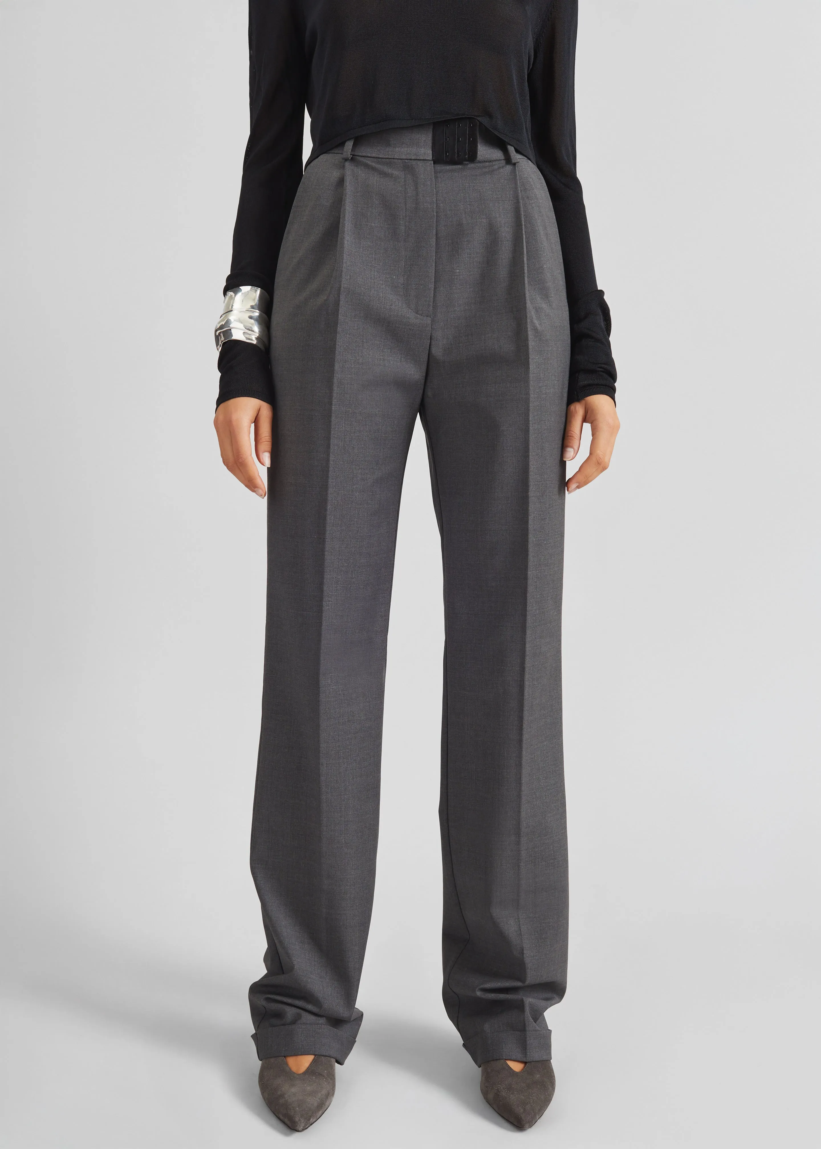 Bevza High-Waisted Trousers - Dark Grey sold by Frankie Shop product image thumbnail 5