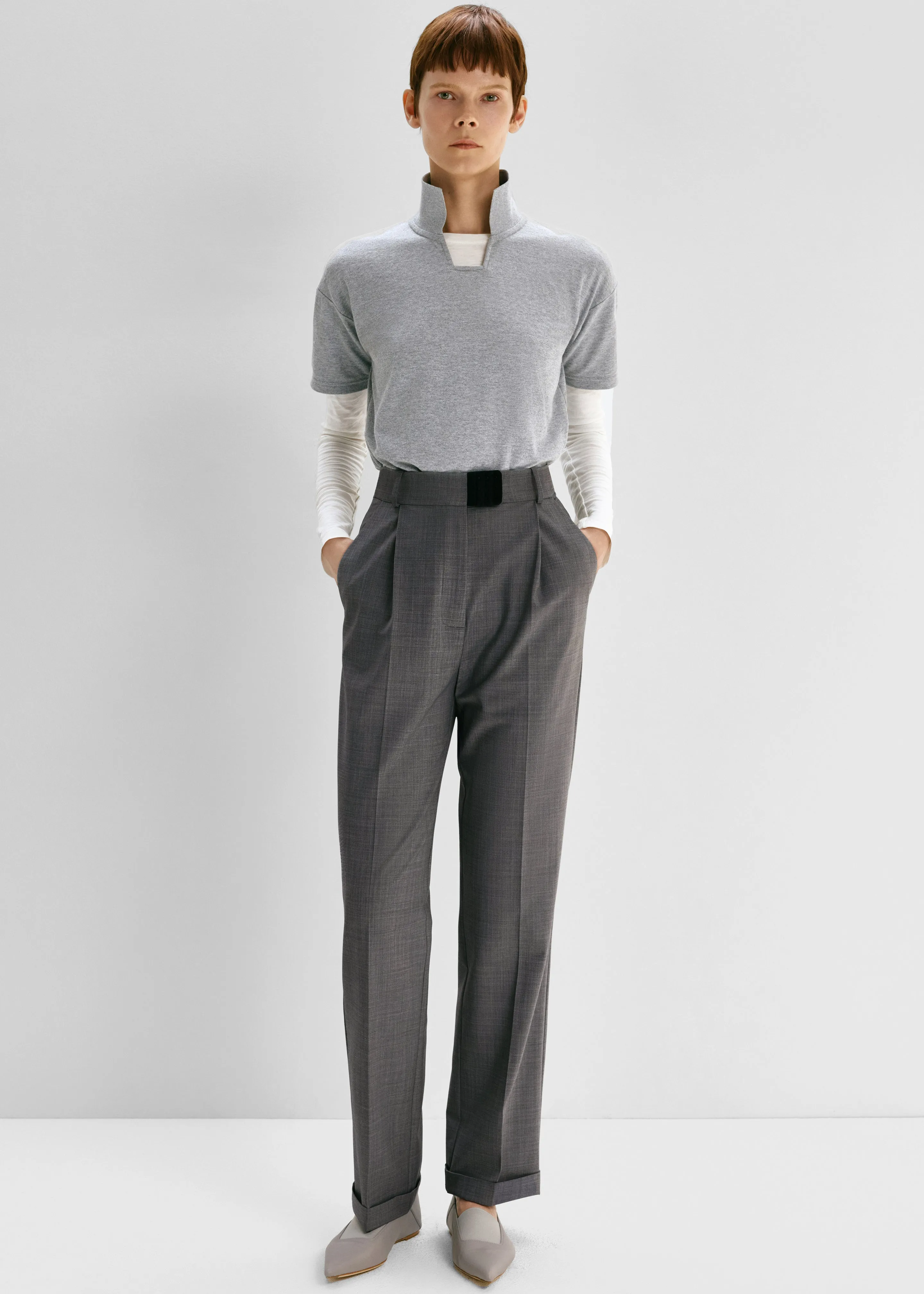 Bevza High-Waisted Trousers - Dark Grey sold by Frankie Shop product image thumbnail 4