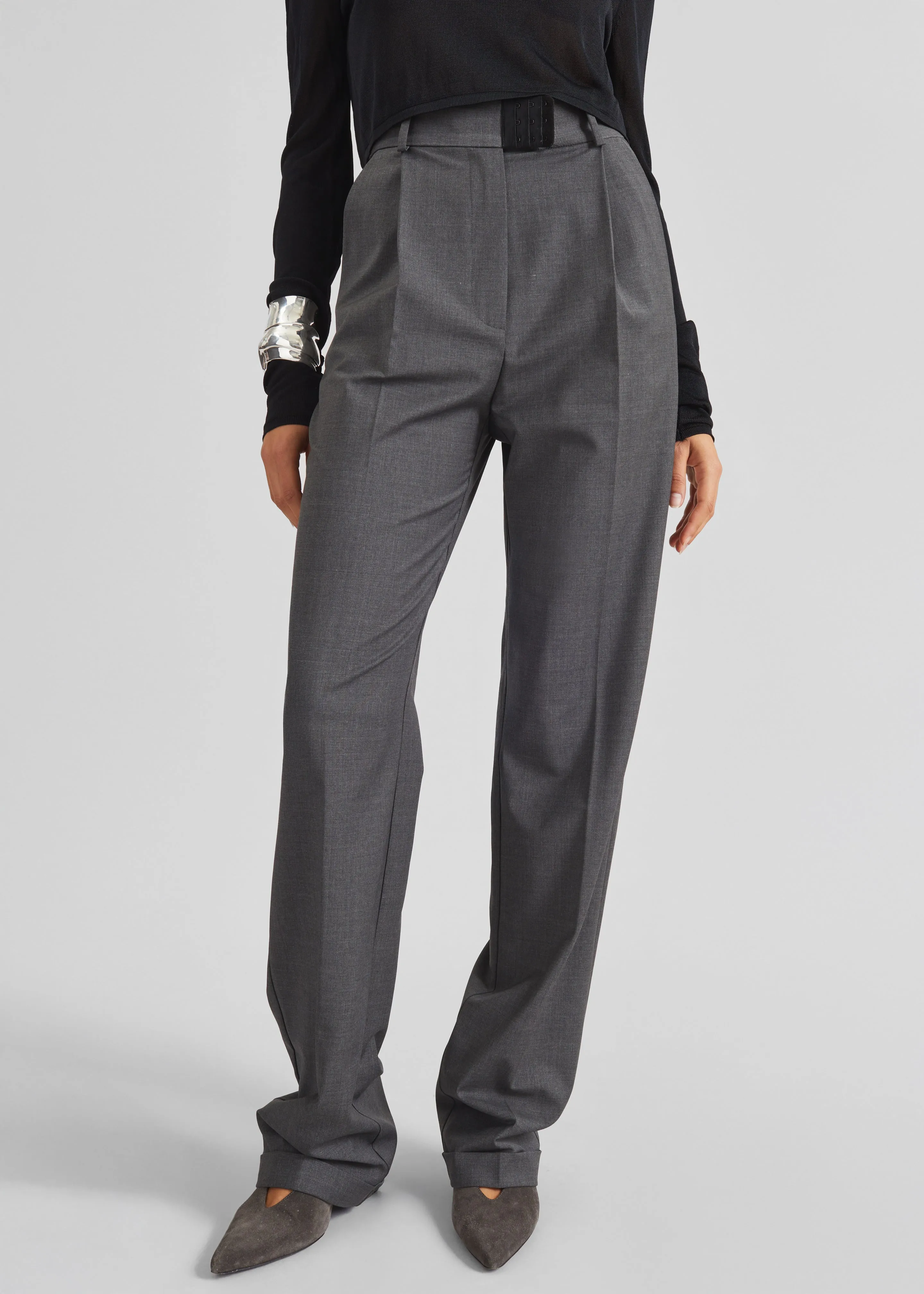 Bevza High-Waisted Trousers - Dark Grey sold by Frankie Shop product image thumbnail 2