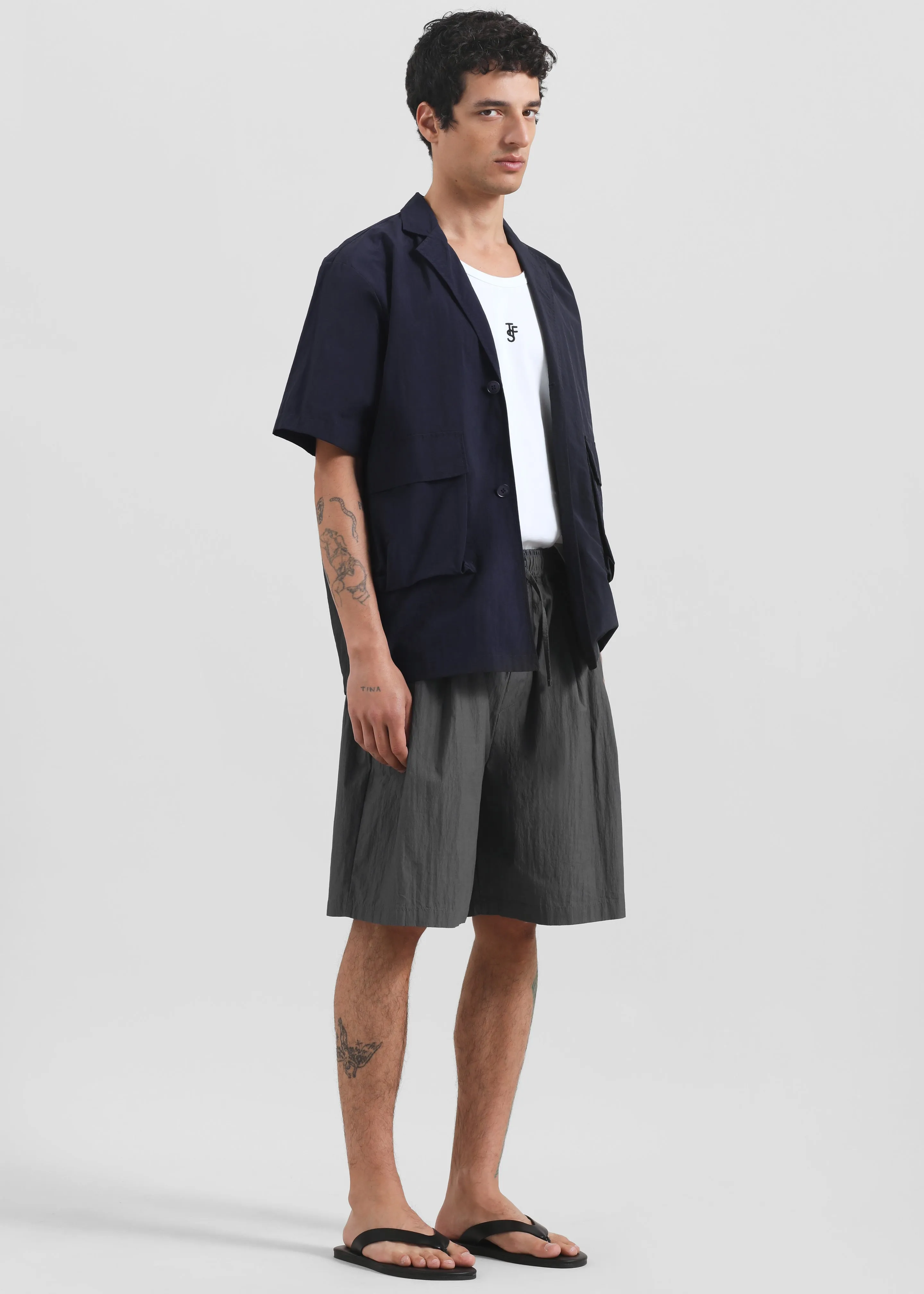 Ohio Crinkled Poplin Shorts - Slate Grey sold by Frankie Shop product image thumbnail 4