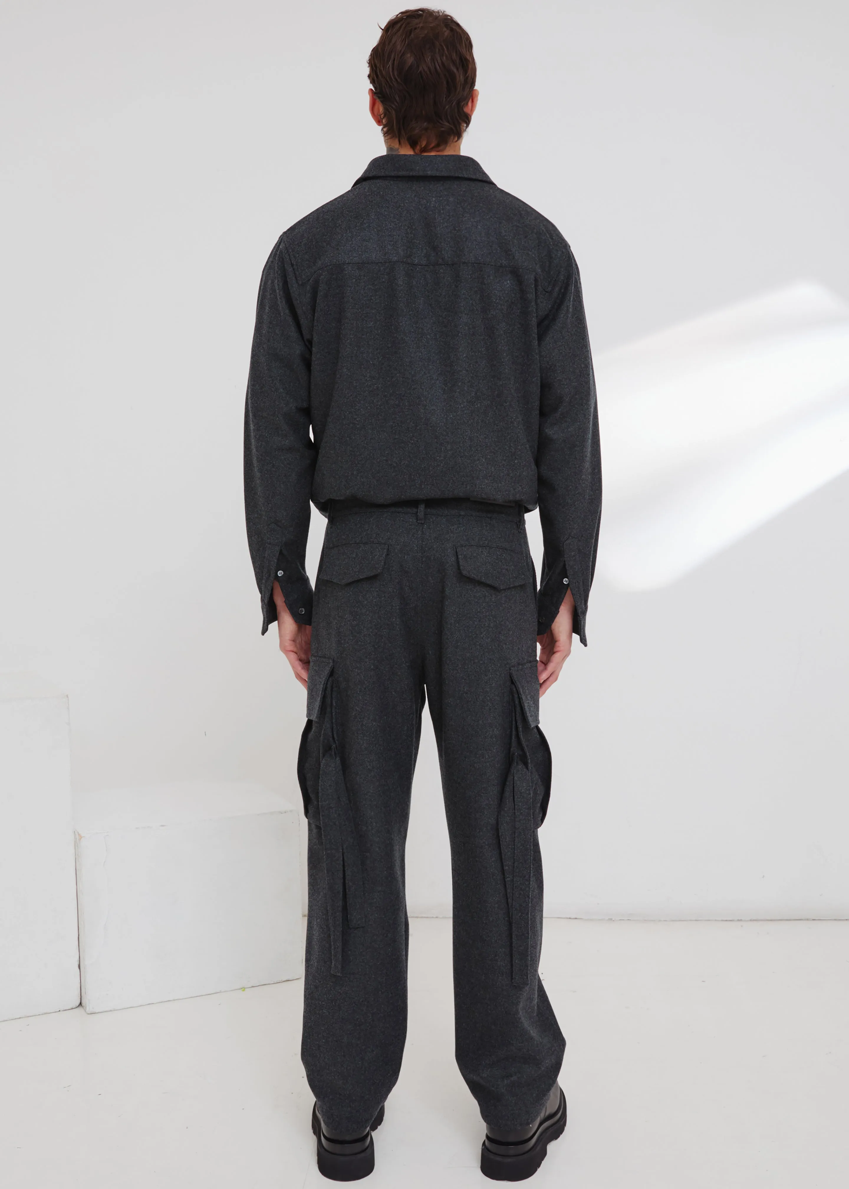 Darkpark Serge Wool Long Sleeved Shirt - Dark Grey Melange sold by Frankie Shop product image thumbnail 4