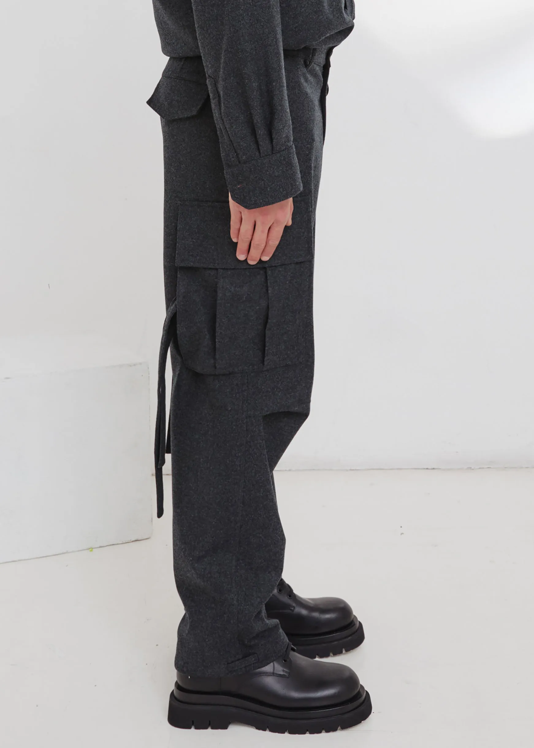 Darkpark Saint - Cargo Wool Pants - Dark Grey Melange sold by Frankie Shop product image thumbnail 2