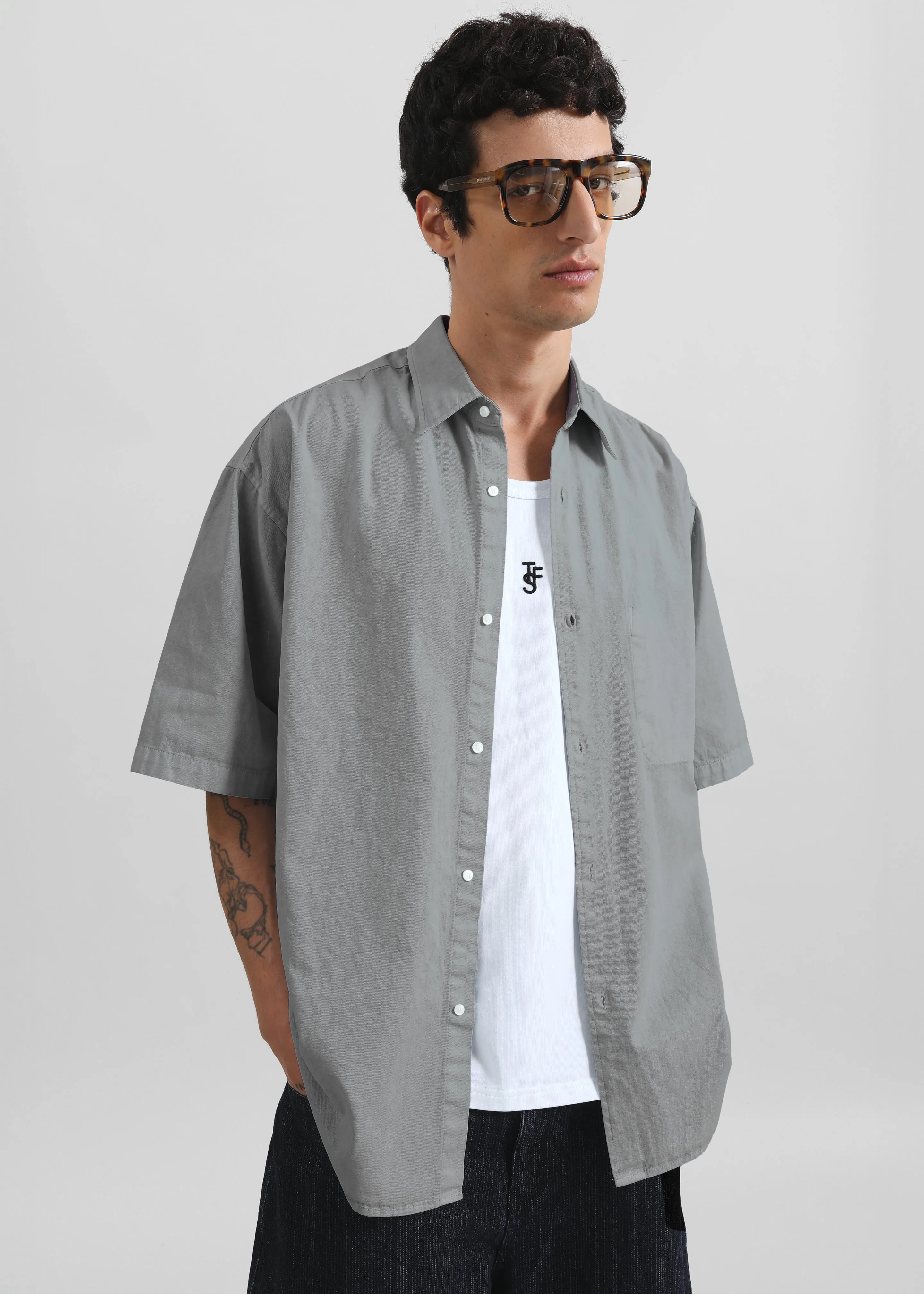 Havre Button Down Shirt - Light Grey sold by Frankie Shop product image thumbnail 2