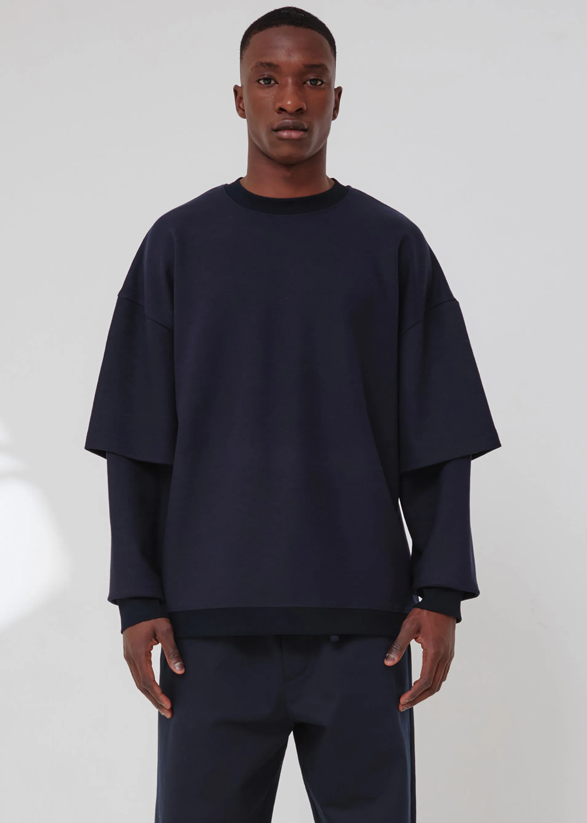 Darkpark Troy - Wool Double Sleeve Tee - Blue Navy sold by Frankie Shop product image thumbnail 2