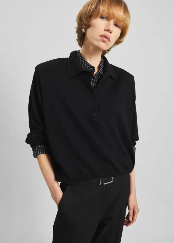 Croydon Padded Knit Polo - Black sold by Frankie Shop