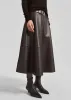 Savil Leather Midi Skirt - Dark Brown sold by Frankie Shop