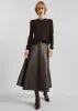 Savil Leather Midi Skirt - Dark Brown sold by Frankie Shop