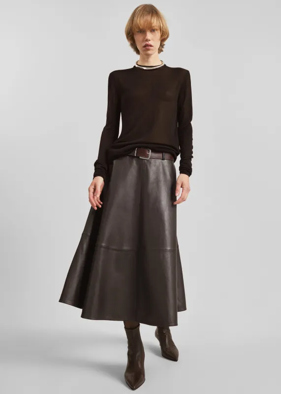 Savil Leather Midi Skirt - Dark Brown sold by Frankie Shop
