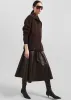 Savil Leather Midi Skirt - Dark Brown sold by Frankie Shop