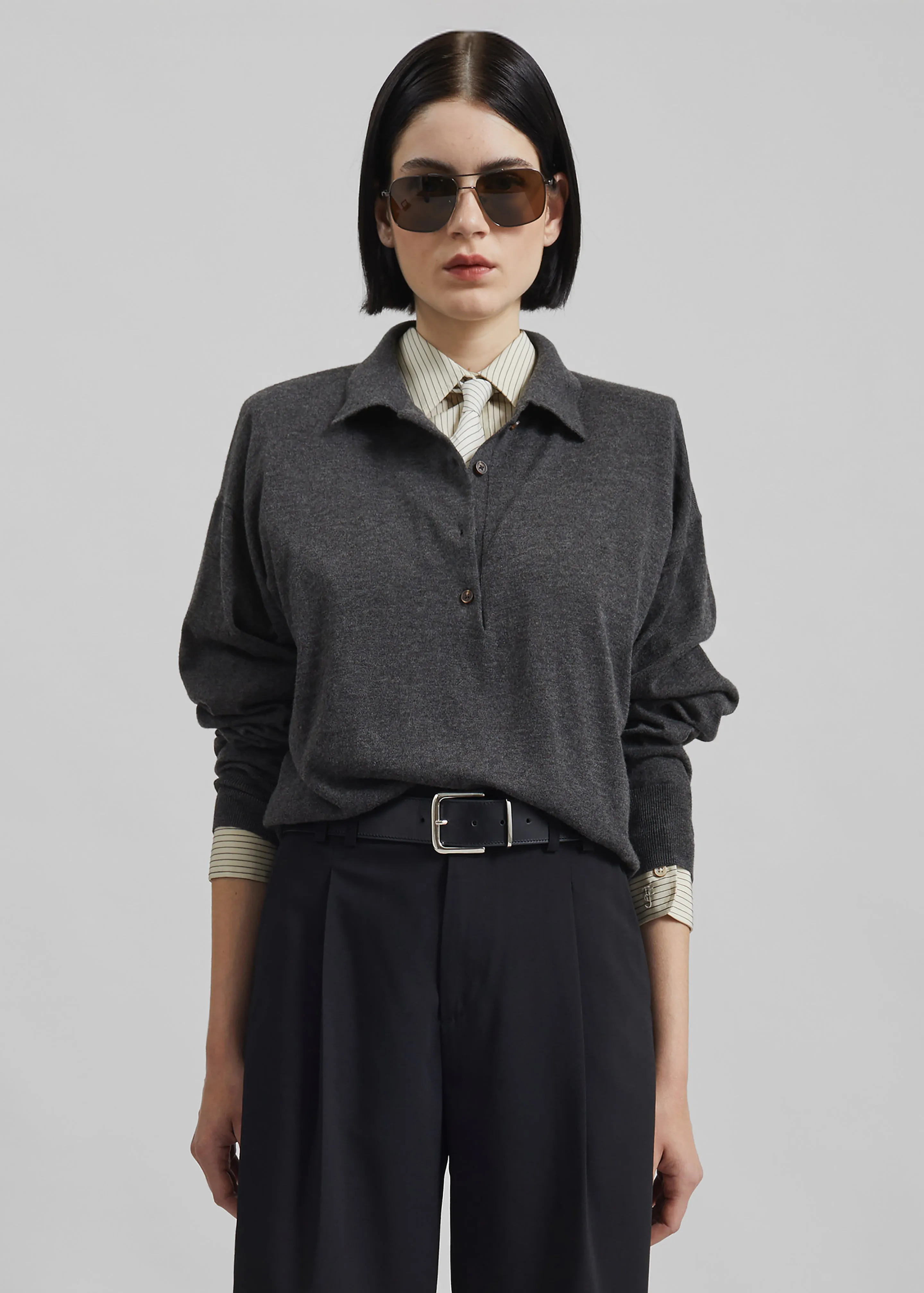 Croydon Padded Knit Polo - Grey sold by Frankie Shop product image thumbnail 2