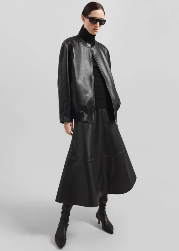 Savil Leather Midi Skirt - Black sold by Frankie Shop
