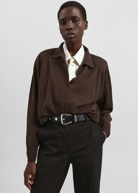 Croydon Padded Knit Polo - Brown sold by Frankie Shop