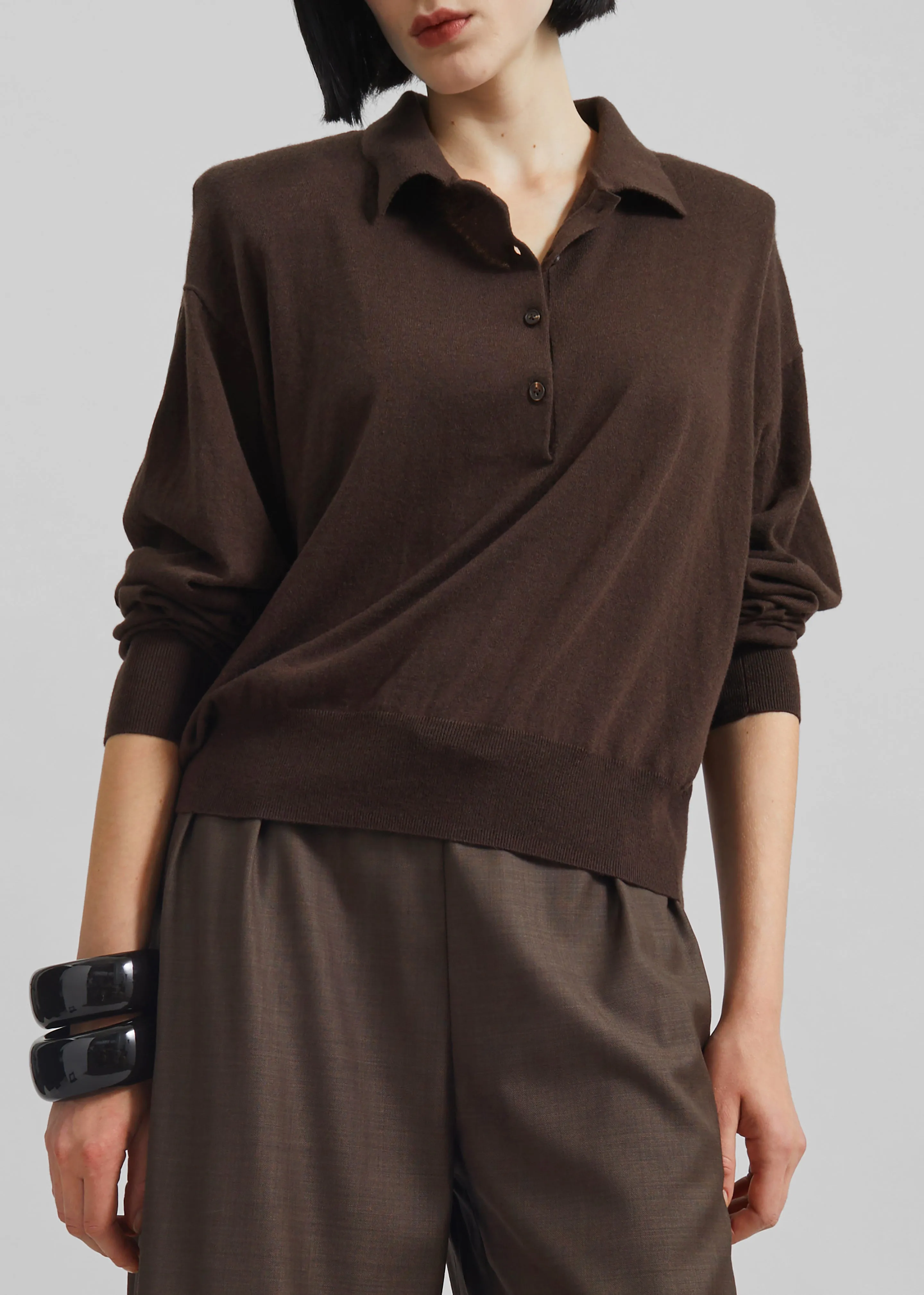 Croydon Padded Knit Polo - Brown sold by Frankie Shop product image thumbnail 4