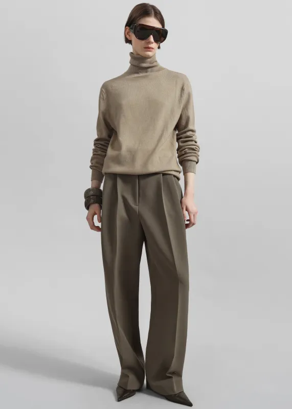 Doyer Pleated Trousers - Moss Green sold by Frankie Shop