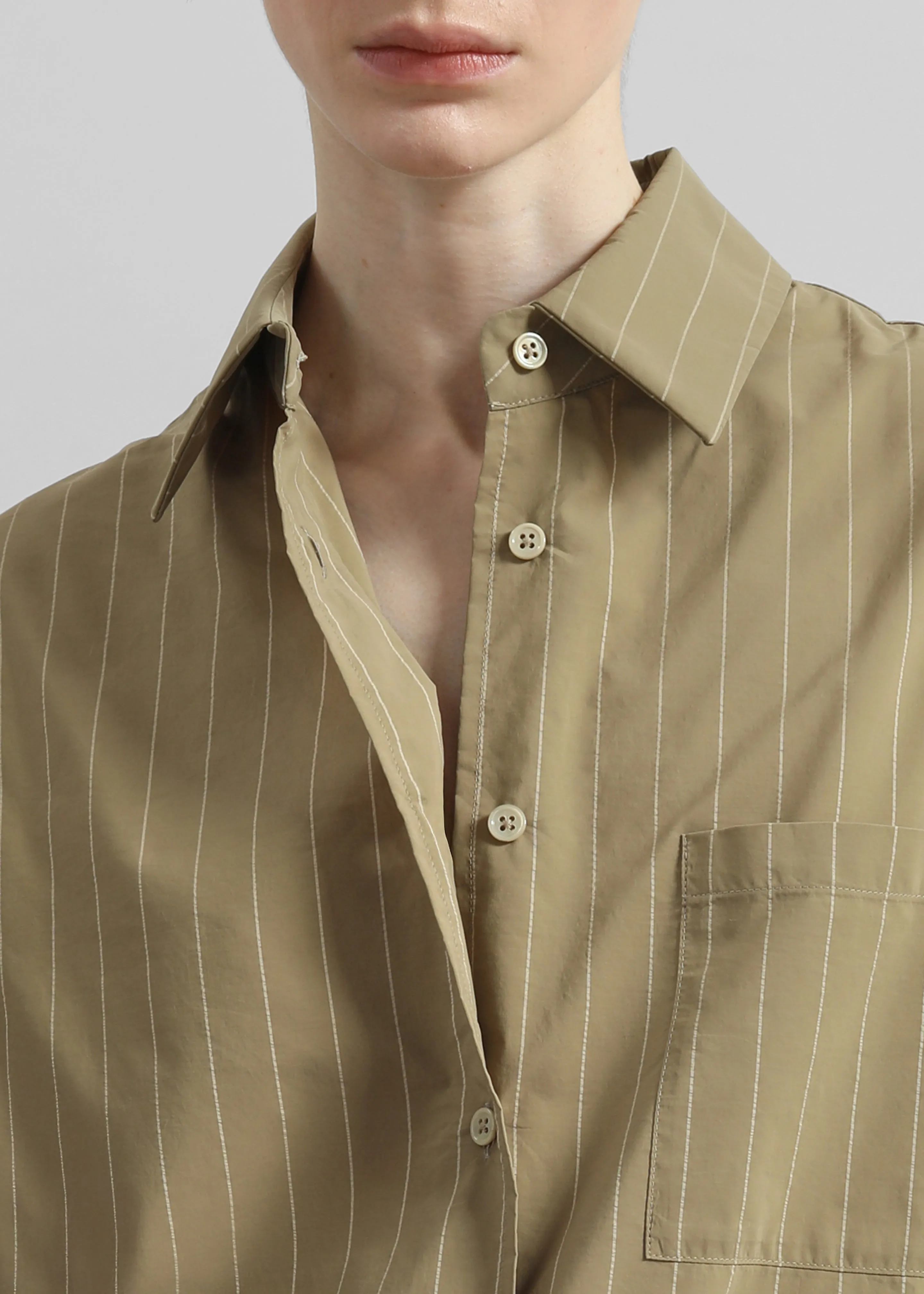 Peri Striped Cotton Shirt - Olive/White Stripe sold by Frankie Shop product image thumbnail 2