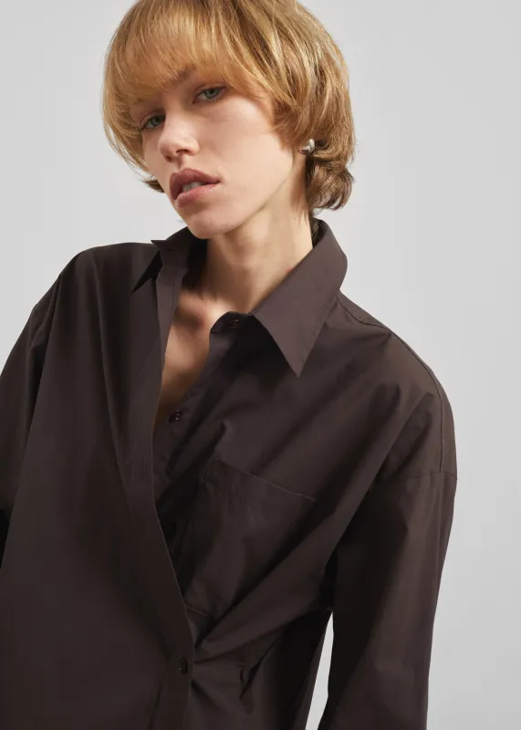 Ornella Side Button-Up Shirt - Brown sold by Frankie Shop