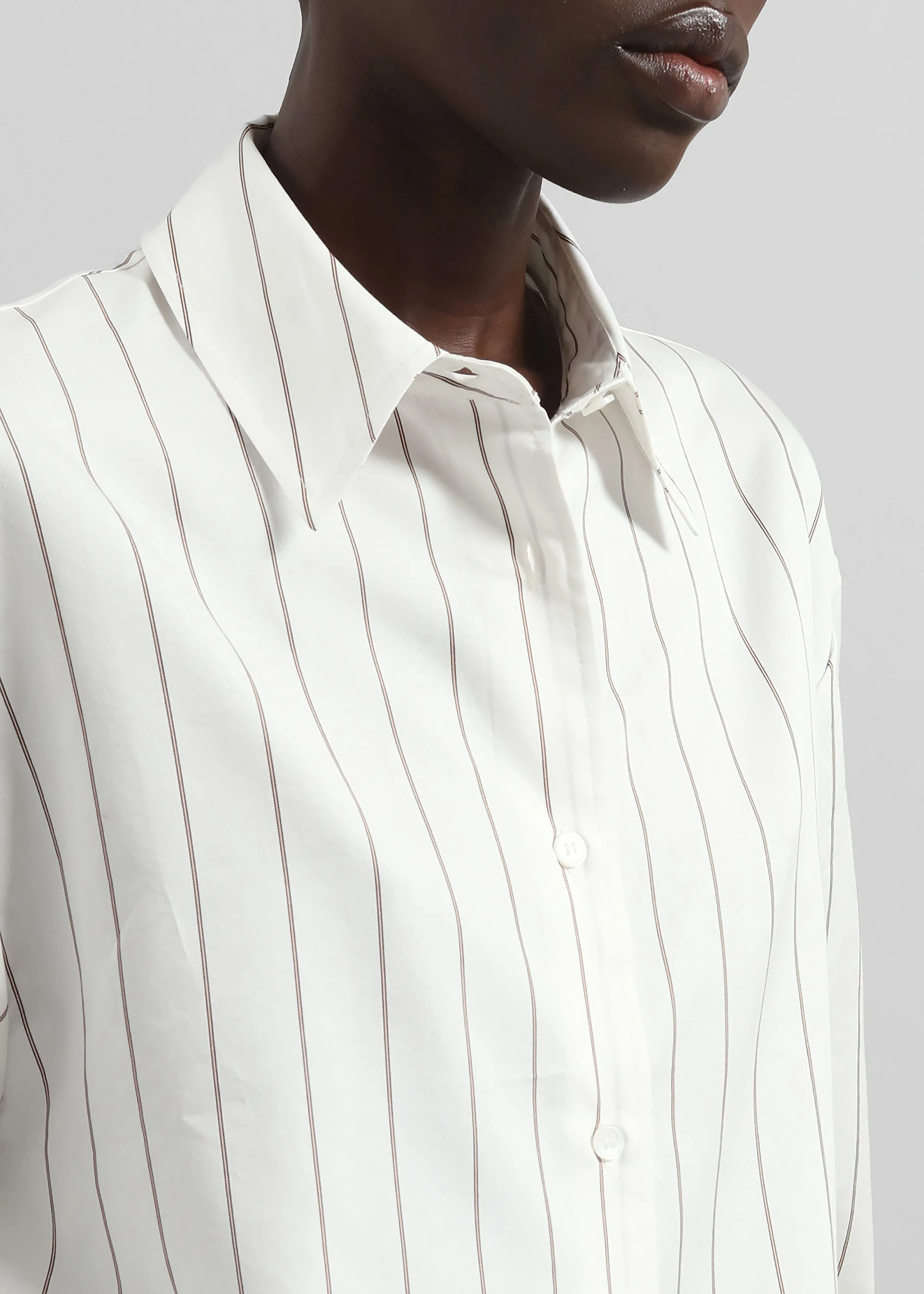 Peri Striped Cotton Shirt - White/Brown Stripe sold by Frankie Shop product image thumbnail 5