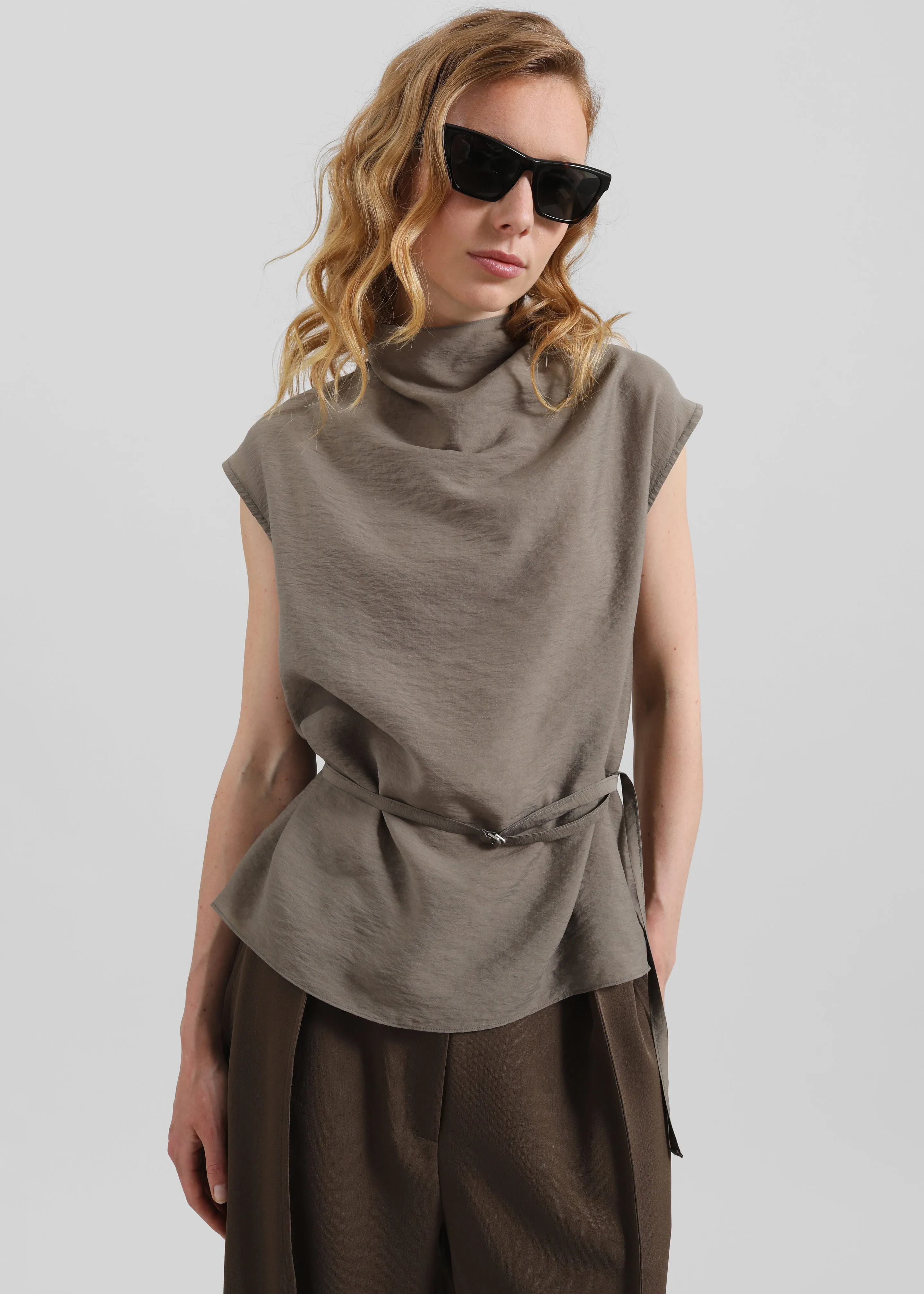 Ivara Fluid Belted Top - Dark Taupe sold by Frankie Shop product image thumbnail 5