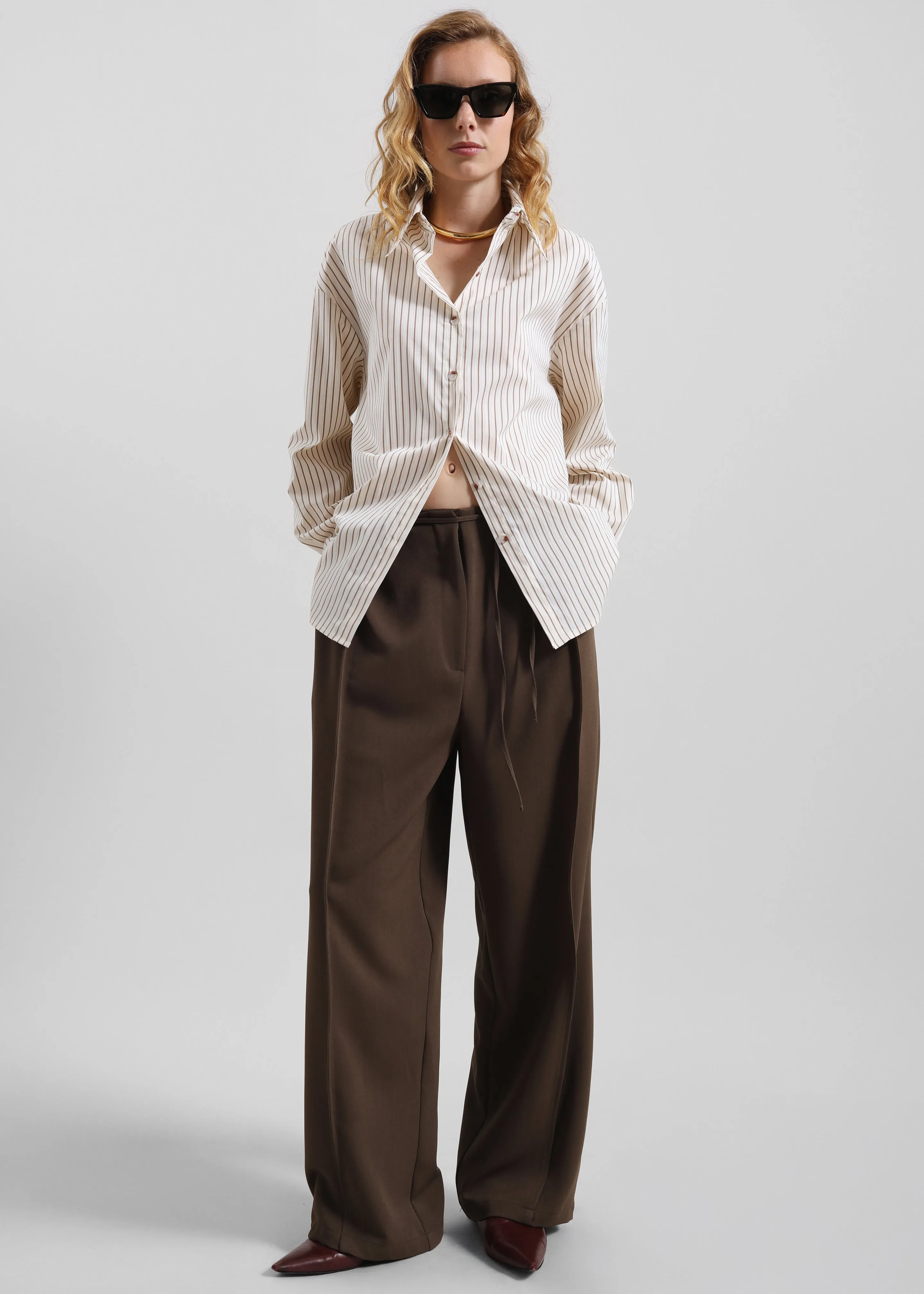 Ravell Pleated Trousers - Brown sold by Frankie Shop