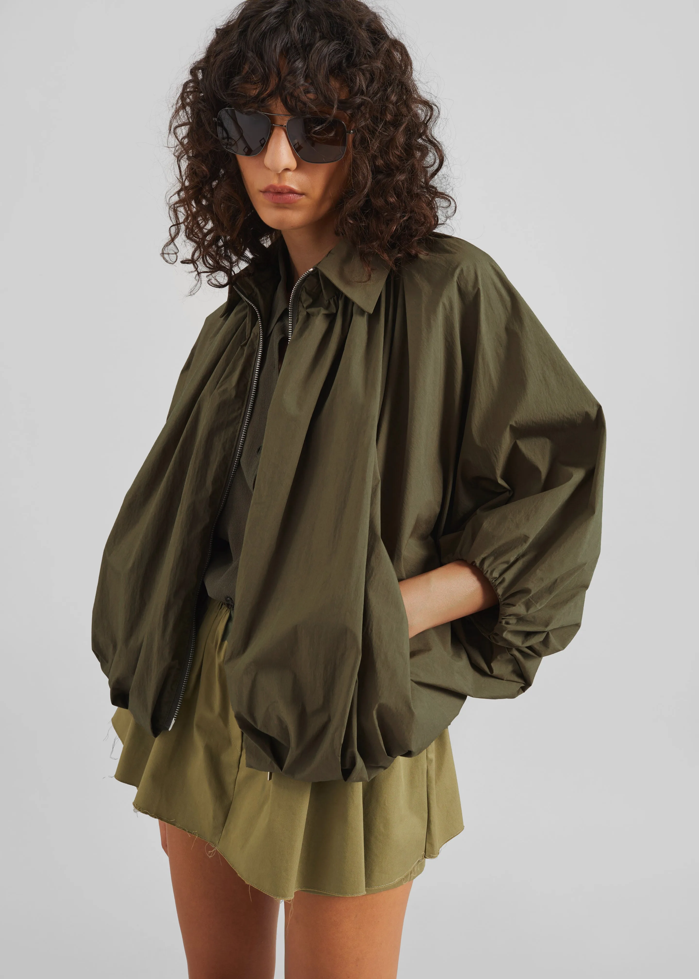 Murray Batwing Sleeve Balloon Jacket - Olive Brown sold by Frankie Shop