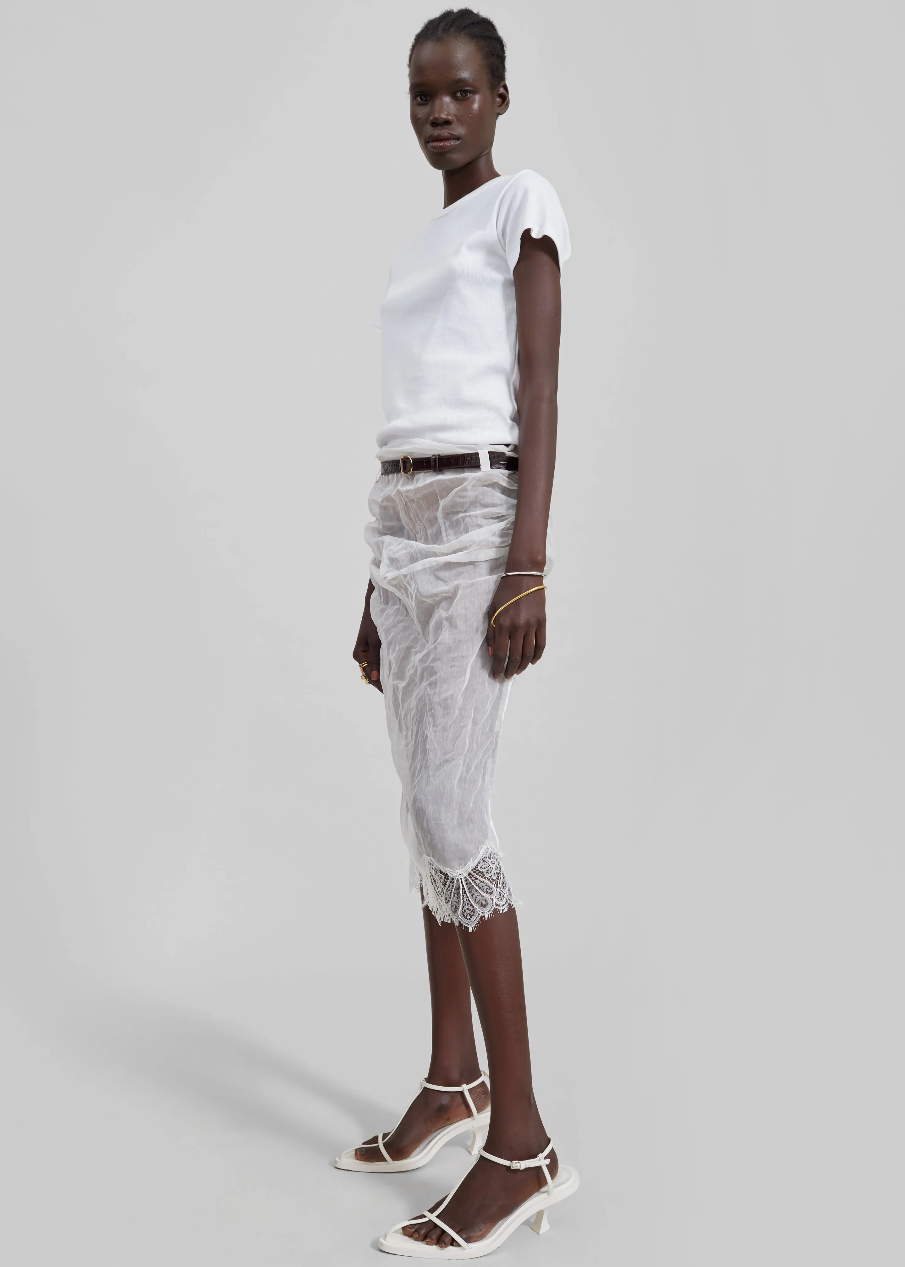 Coperni Wrinkled Organza Belt Skirt - White sold by Frankie Shop product image thumbnail 3