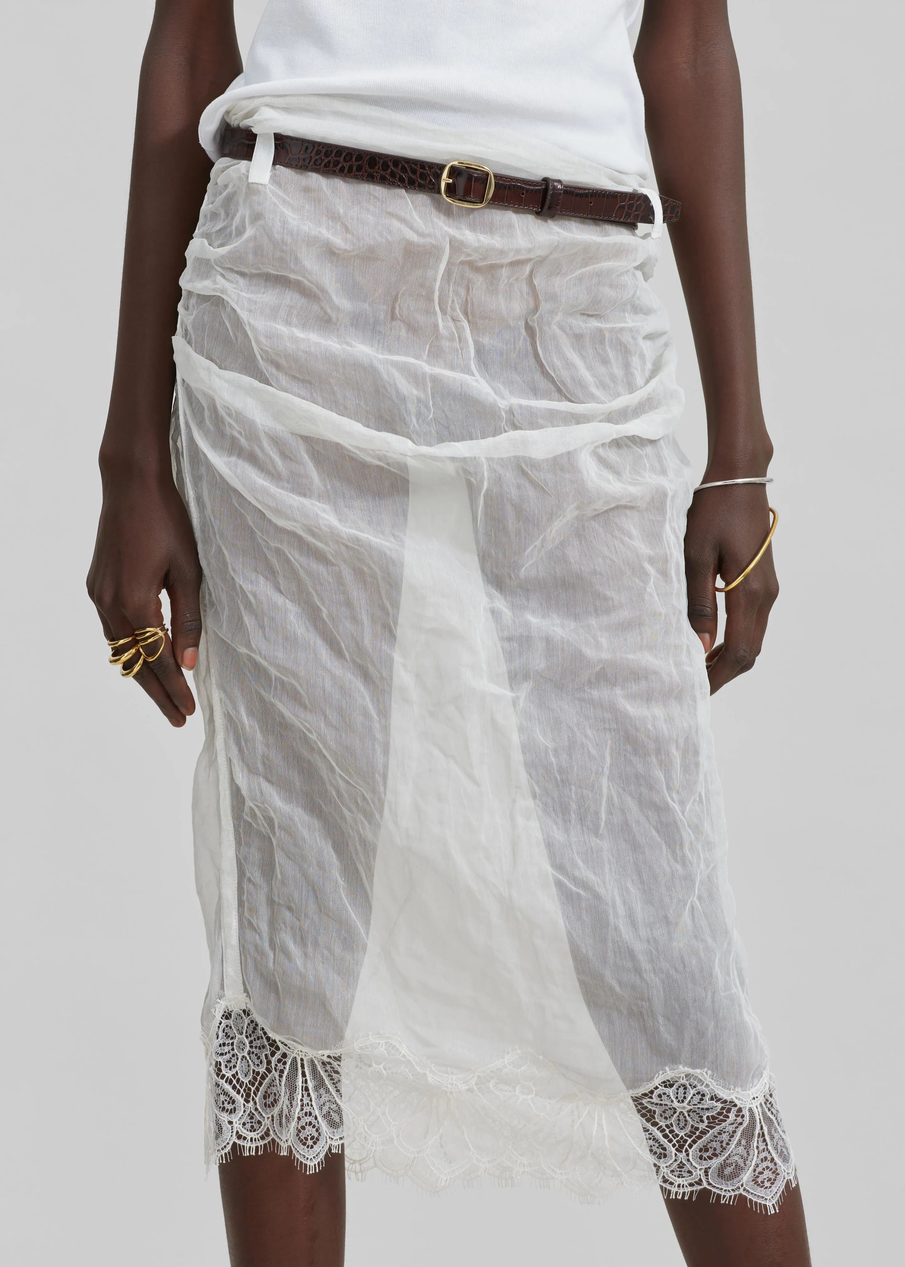 Coperni Wrinkled Organza Belt Skirt - White sold by Frankie Shop product image thumbnail 2