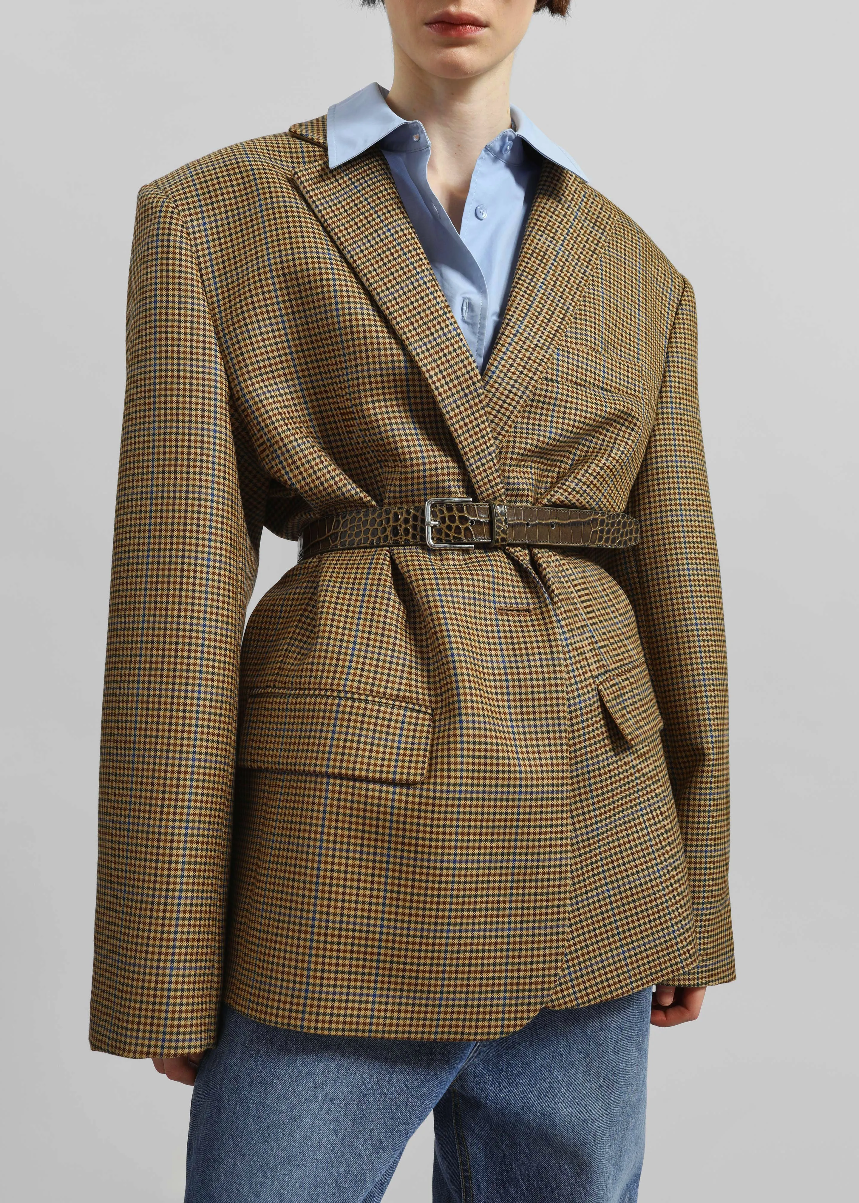 Lyra Oversized Houndstooth Blazer - Camel sold by Frankie Shop product image thumbnail 3