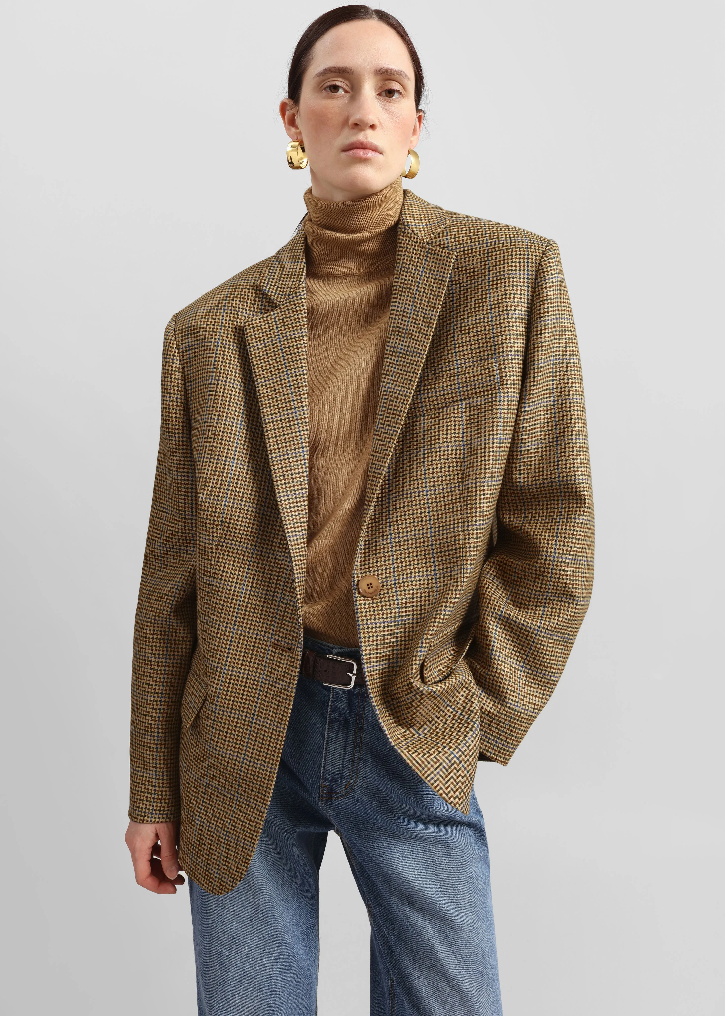 Lyra Oversized Houndstooth Blazer - Camel sold by Frankie Shop product image thumbnail 5