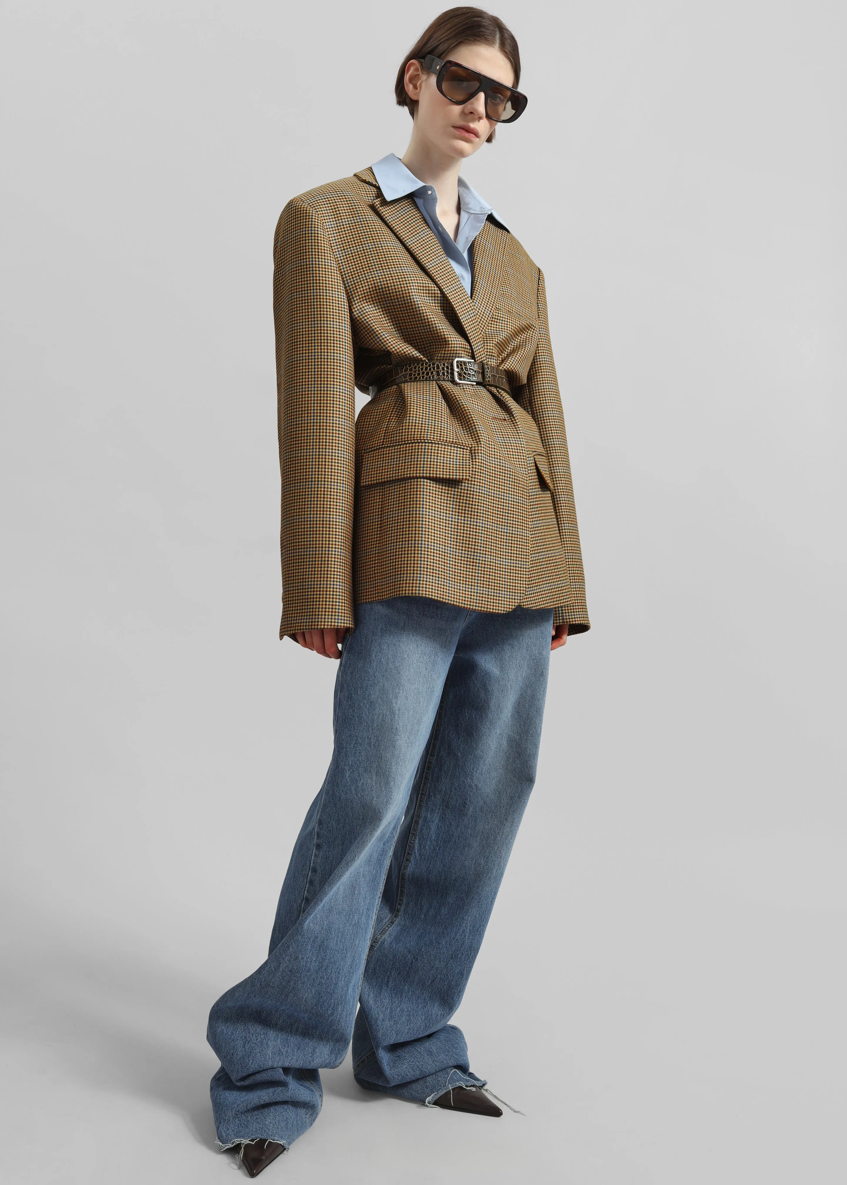 Lyra Oversized Houndstooth Blazer - Camel sold by Frankie Shop product image thumbnail 2