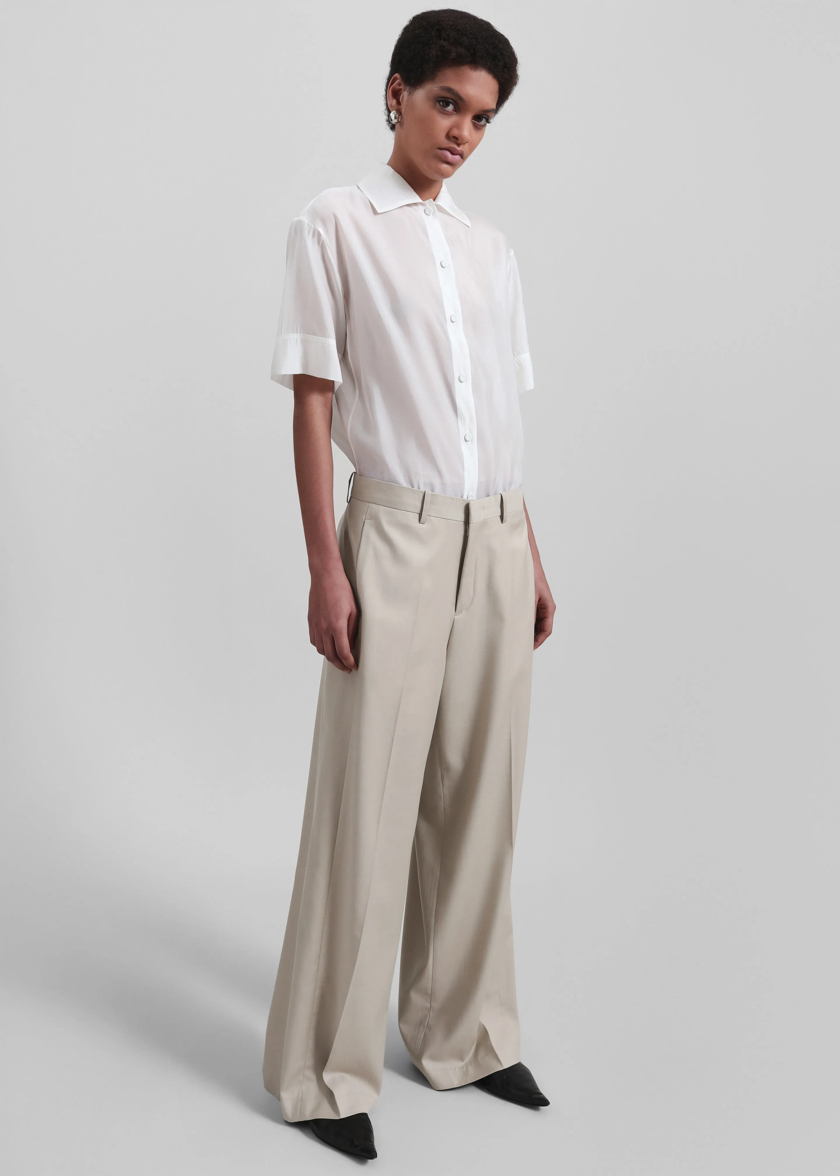 Linate Wide Trousers - Beige sold by Frankie Shop