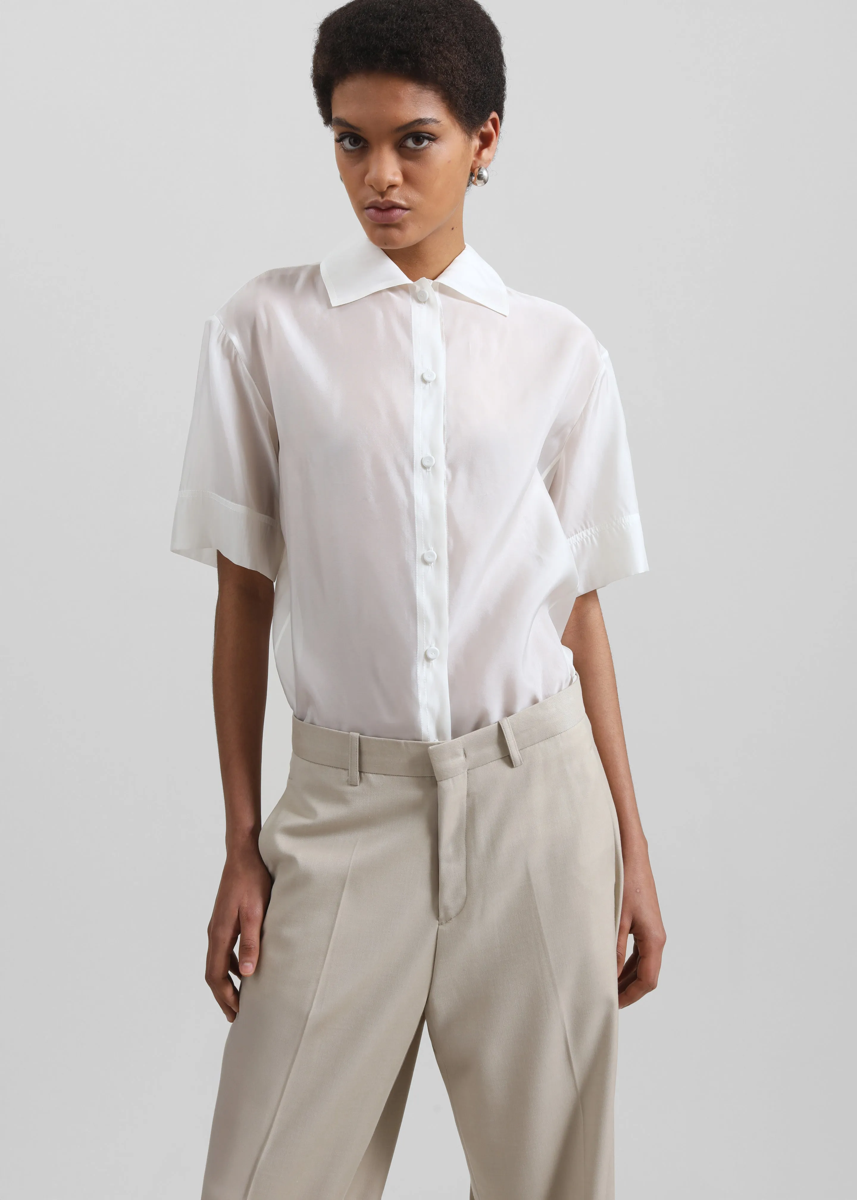 Linate Wide Trousers - Beige sold by Frankie Shop product image thumbnail 4