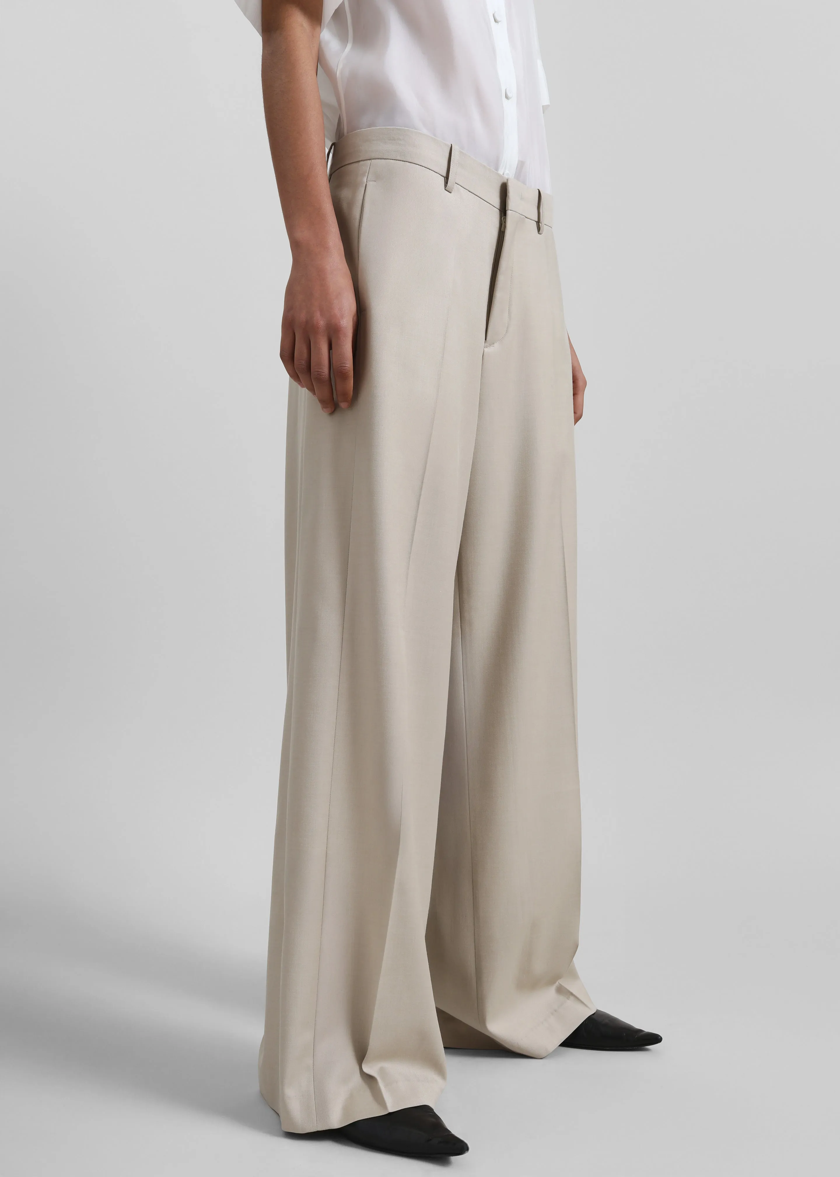 Linate Wide Trousers - Beige sold by Frankie Shop product image thumbnail 5