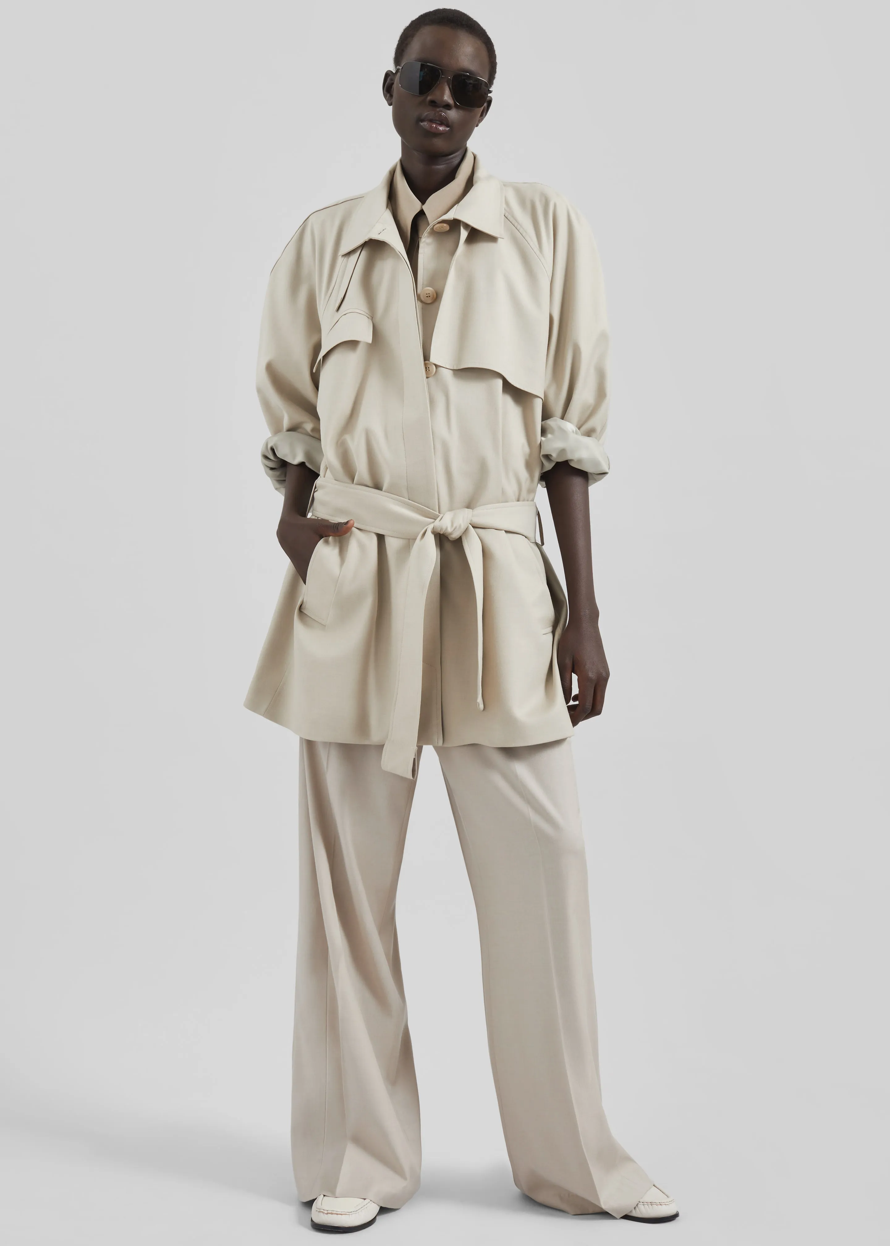 Linate Wide Trousers - Beige sold by Frankie Shop product image thumbnail 2
