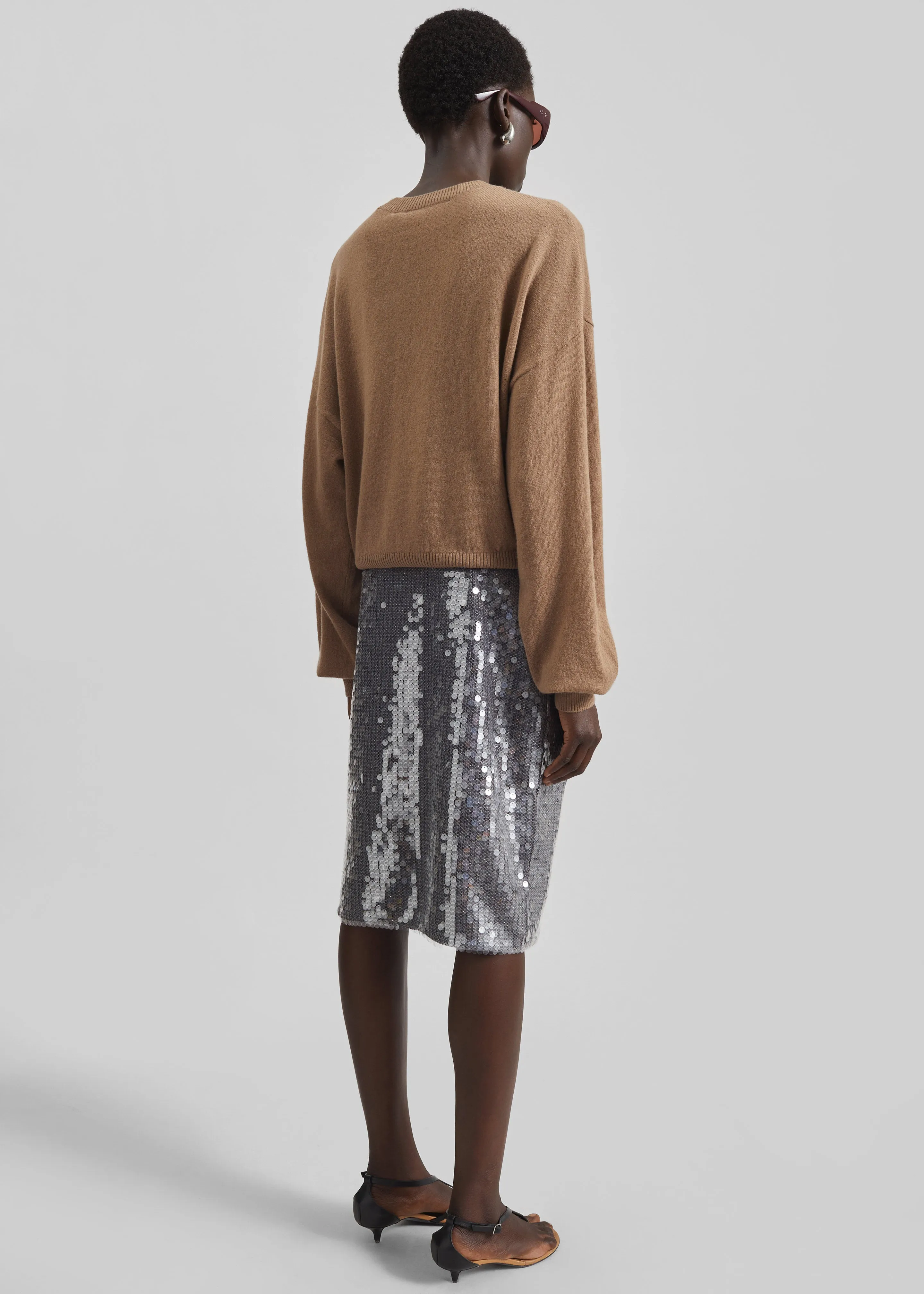 Rotate Net Sequin Midi Skirt - Dark Grey sold by Frankie Shop product image thumbnail 5