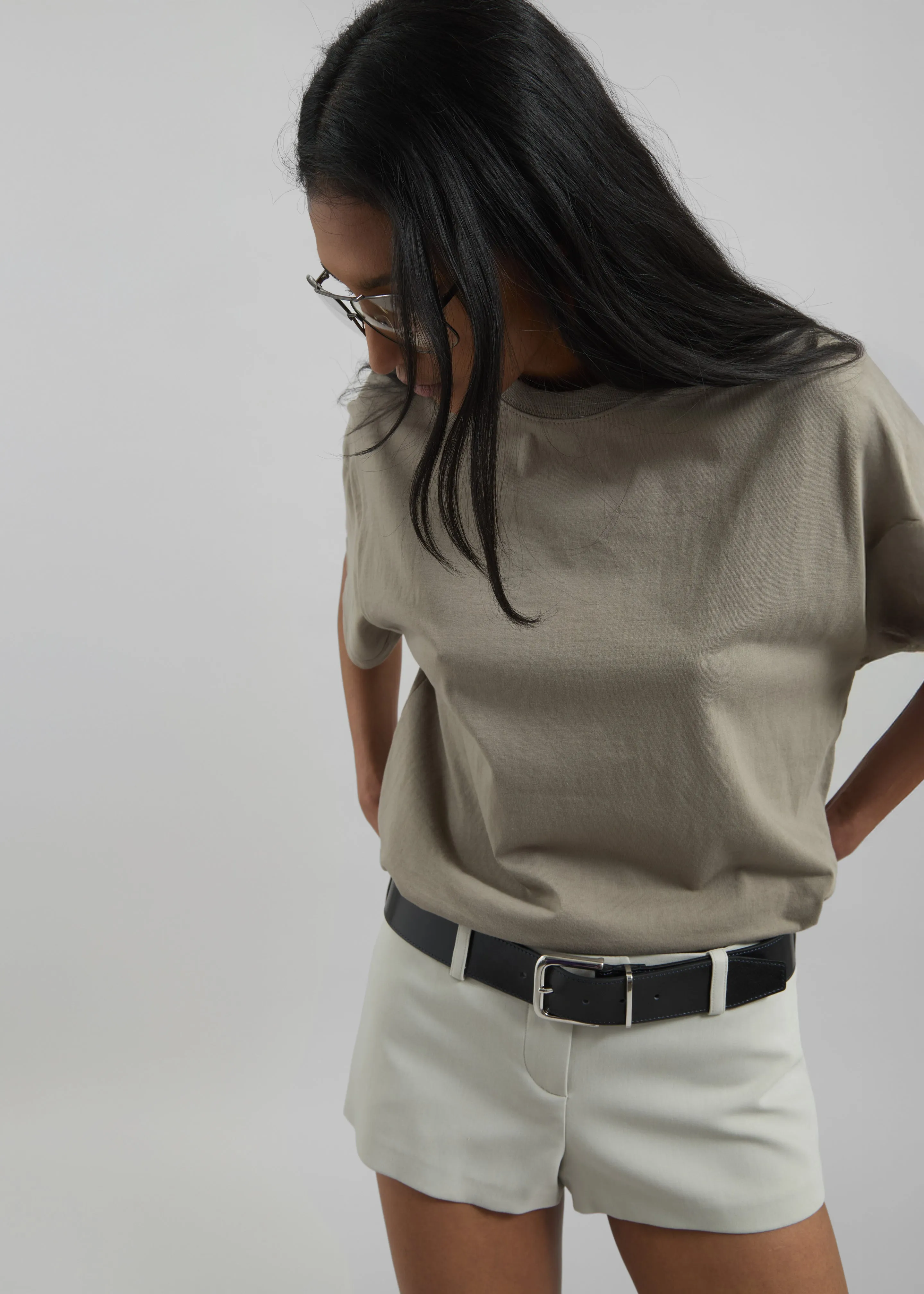 Thane Classic Cotton Tee - Taupe sold by Frankie Shop