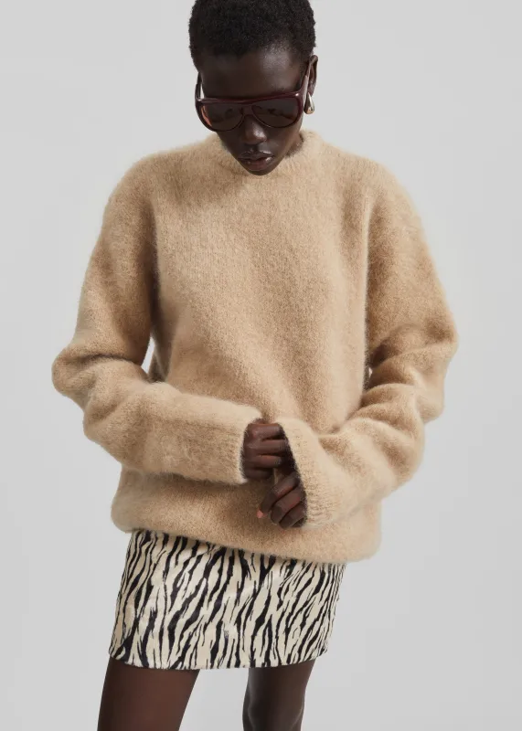 Rotate Printed Faux Fur Skirt - Egret Comb made by Frankie Shop