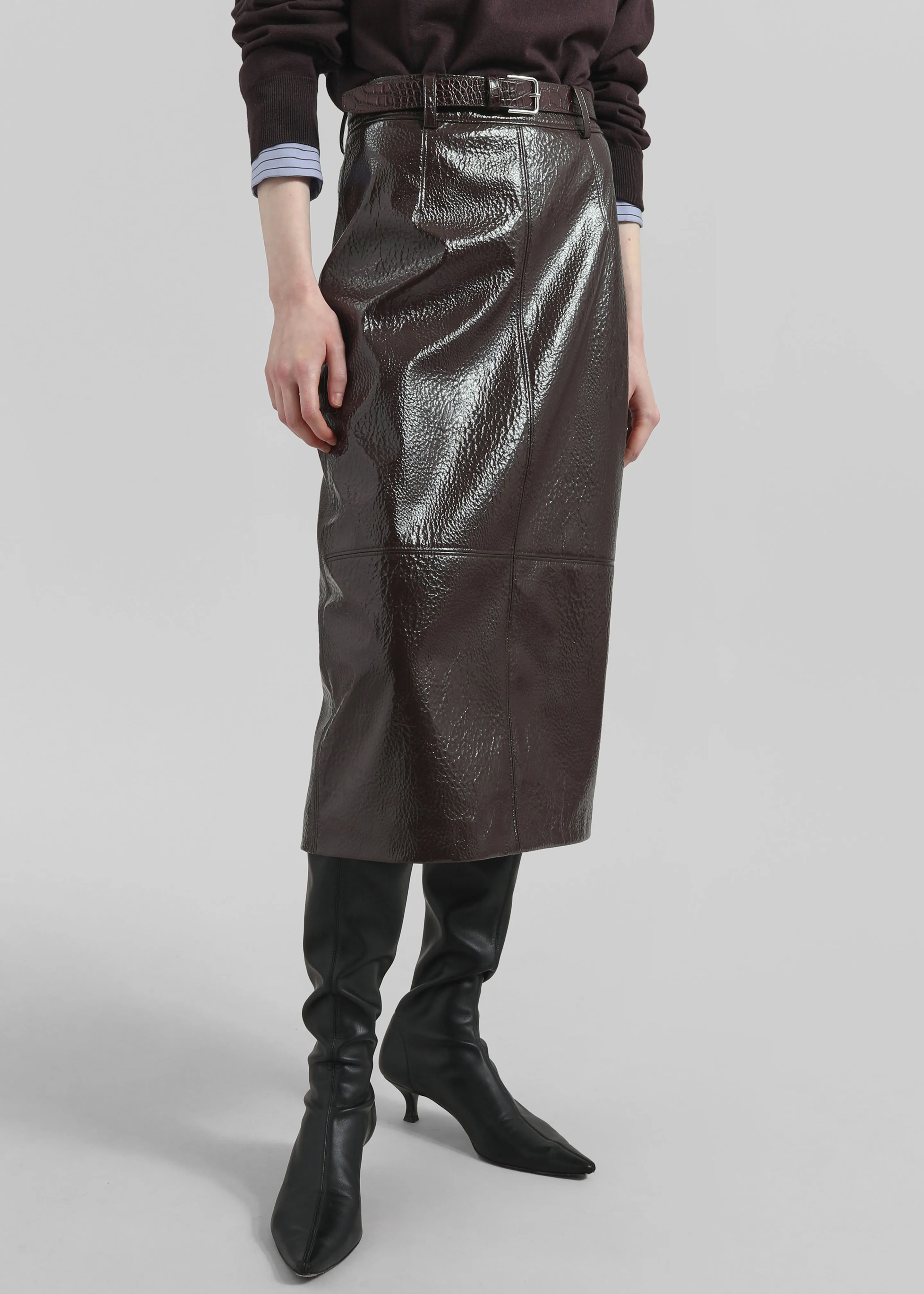 Taney Crackled Pencil Skirt - Brown sold by Frankie Shop product image thumbnail 2