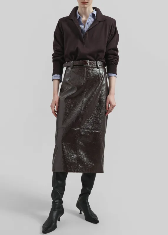 Taney Crackled Pencil Skirt - Brown sold by Frankie Shop