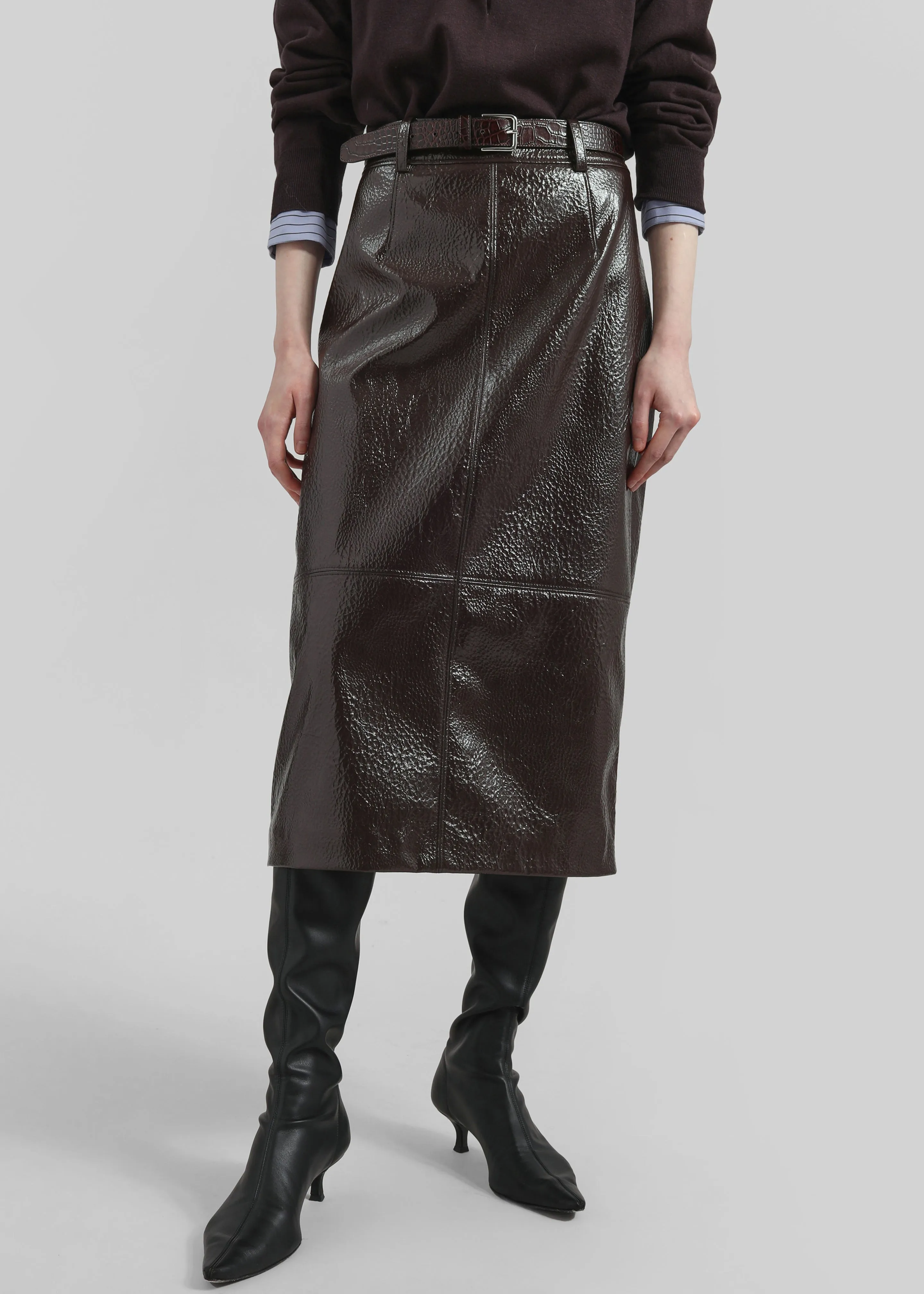 Taney Crackled Pencil Skirt - Brown sold by Frankie Shop product image thumbnail 5