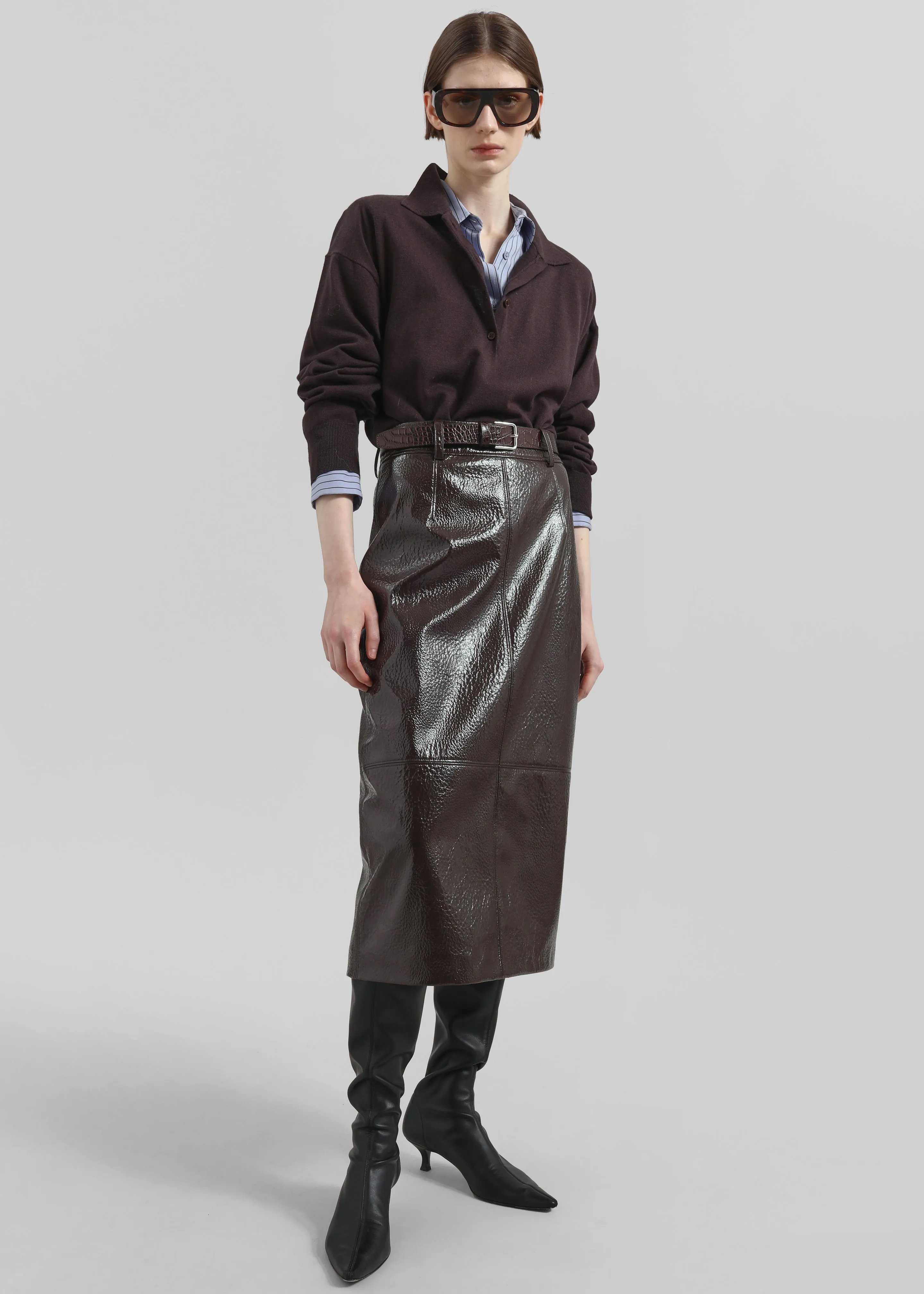 Taney Crackled Pencil Skirt - Brown sold by Frankie Shop product image thumbnail 4