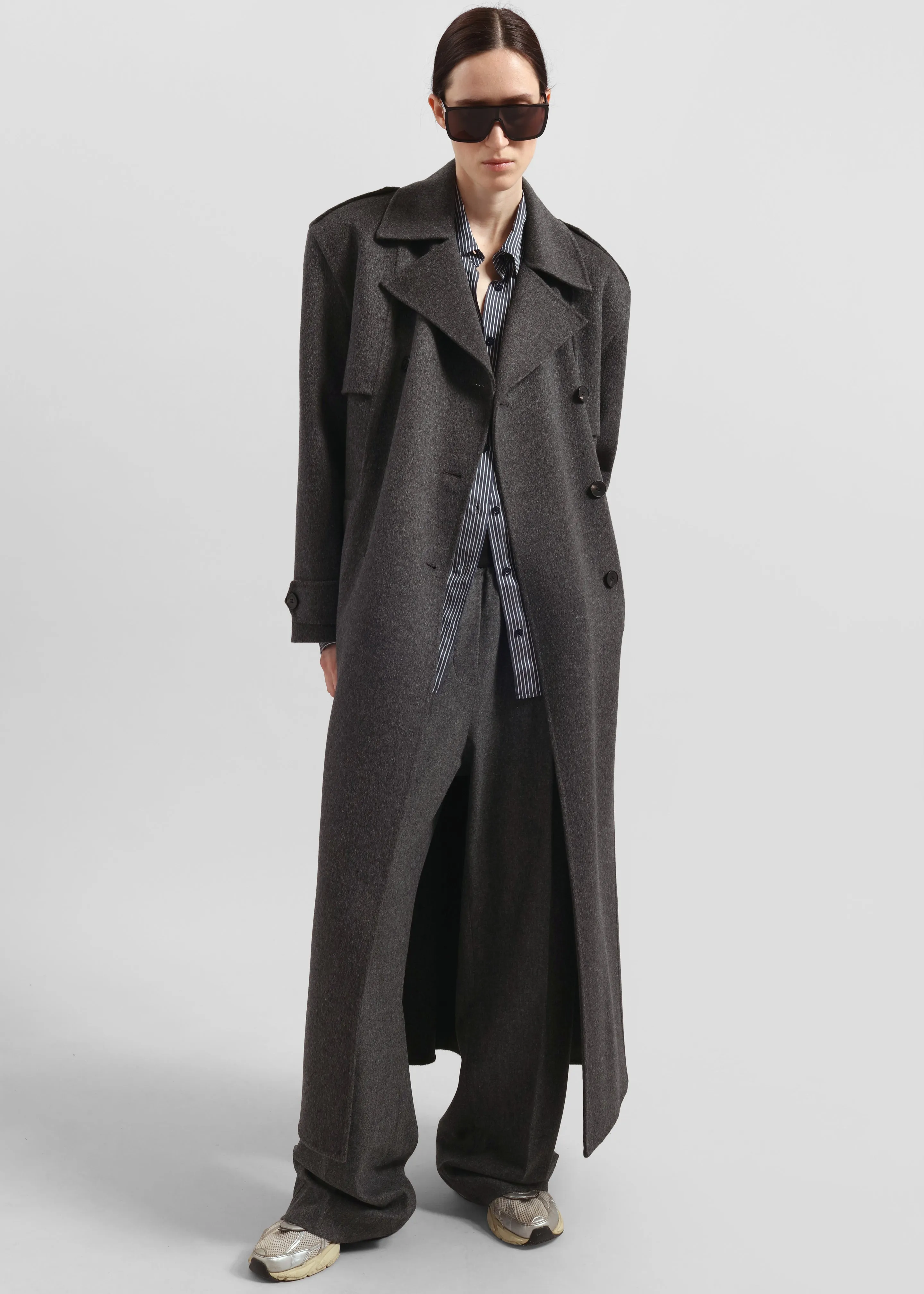 Nikola Padded Trench Coat - Dark Grey Melange sold by Frankie Shop product image thumbnail 3