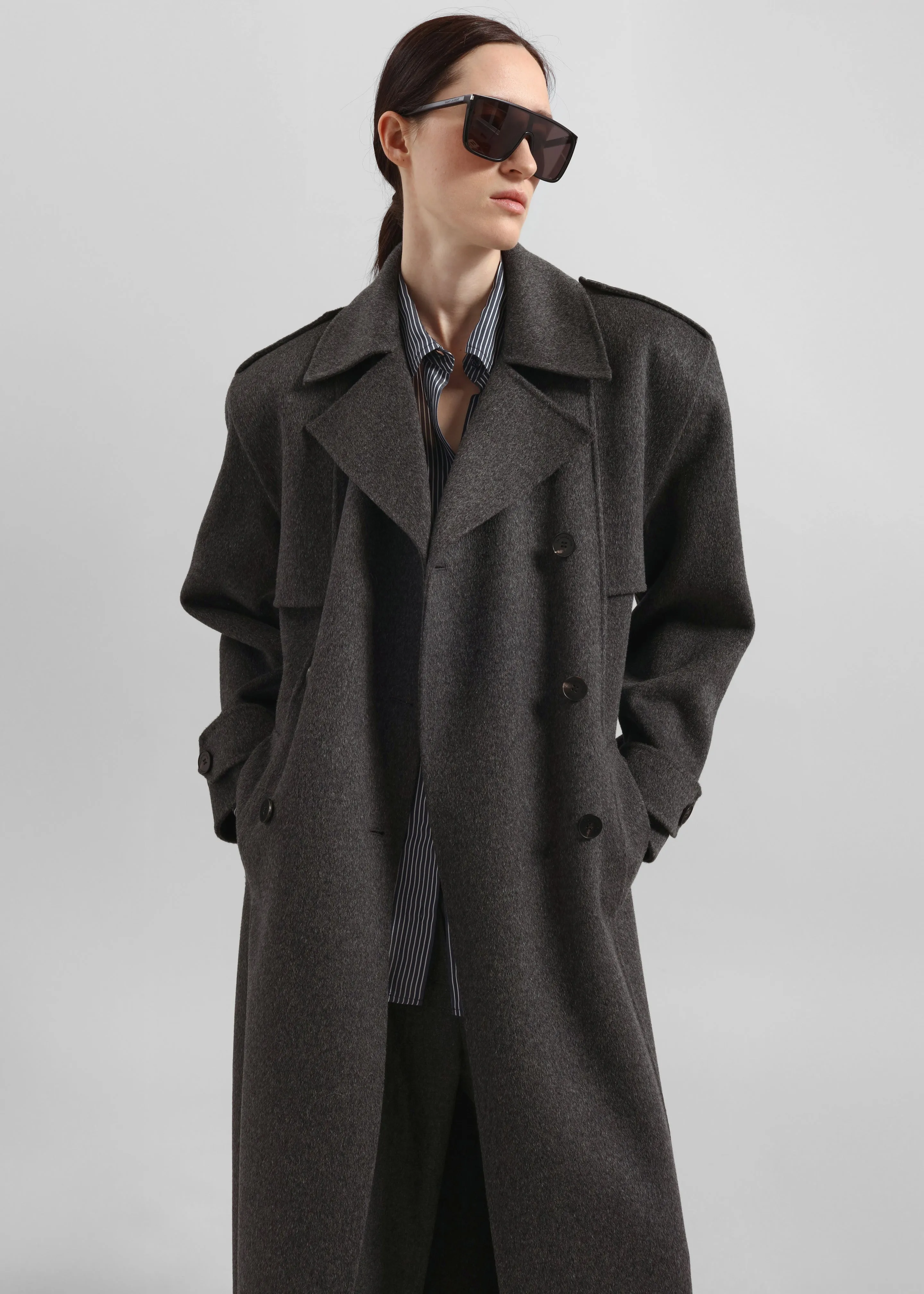 Nikola Padded Trench Coat - Dark Grey Melange sold by Frankie Shop product image thumbnail 2