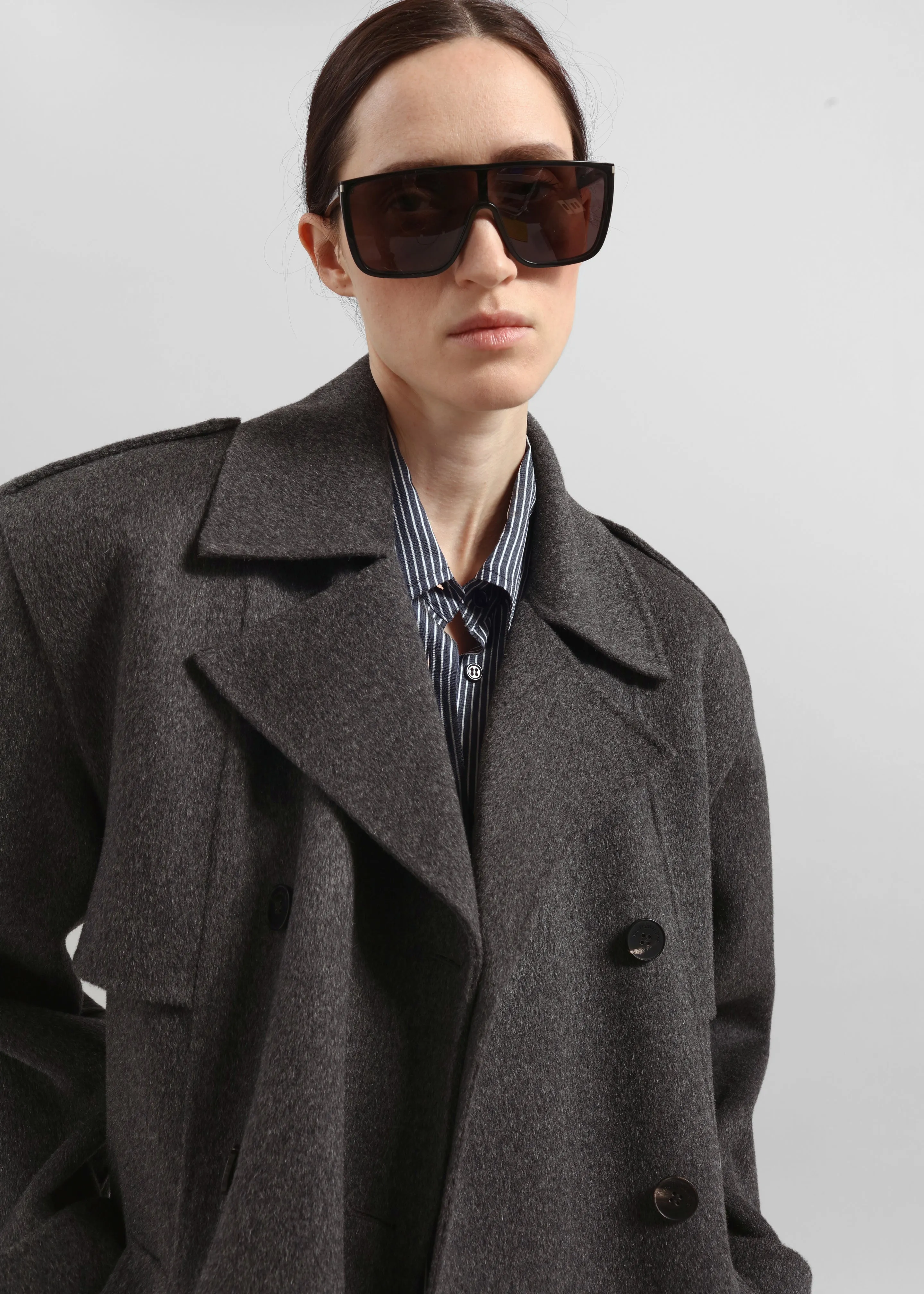 Nikola Padded Trench Coat - Dark Grey Melange sold by Frankie Shop product image thumbnail 5