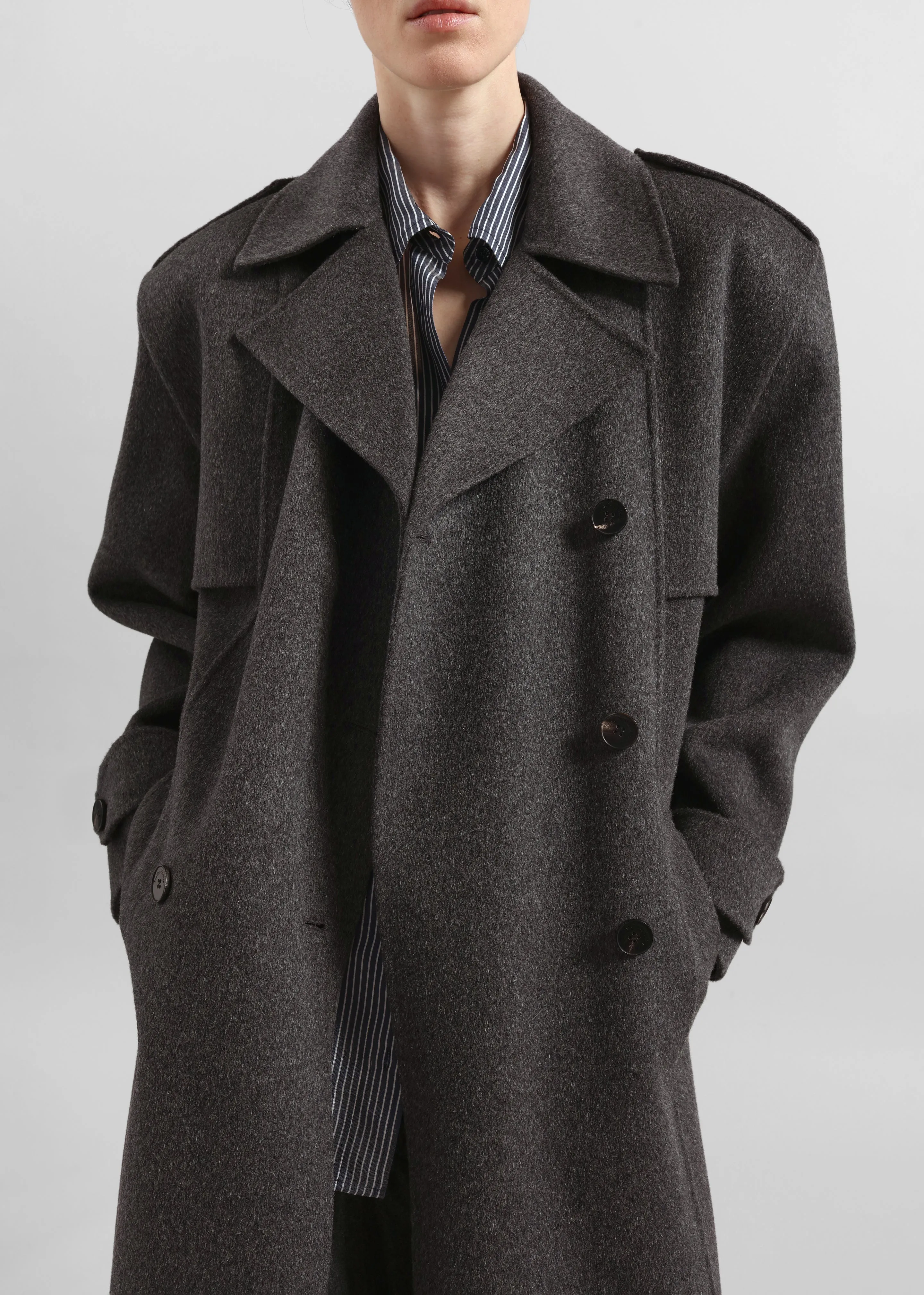 Nikola Padded Trench Coat - Dark Grey Melange sold by Frankie Shop product image thumbnail 4