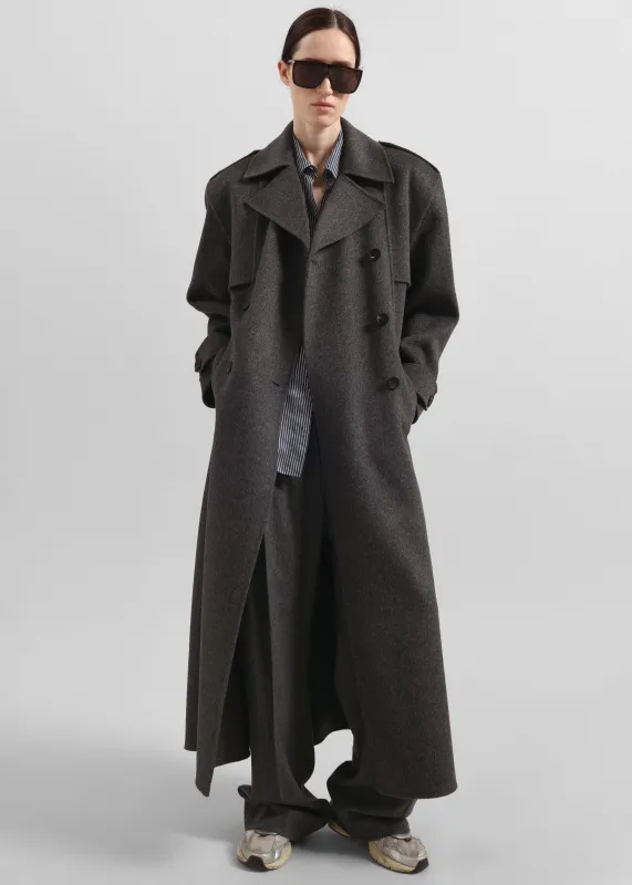 Gaia Double Breasted Coat - Dark Grey Melange | Parallel