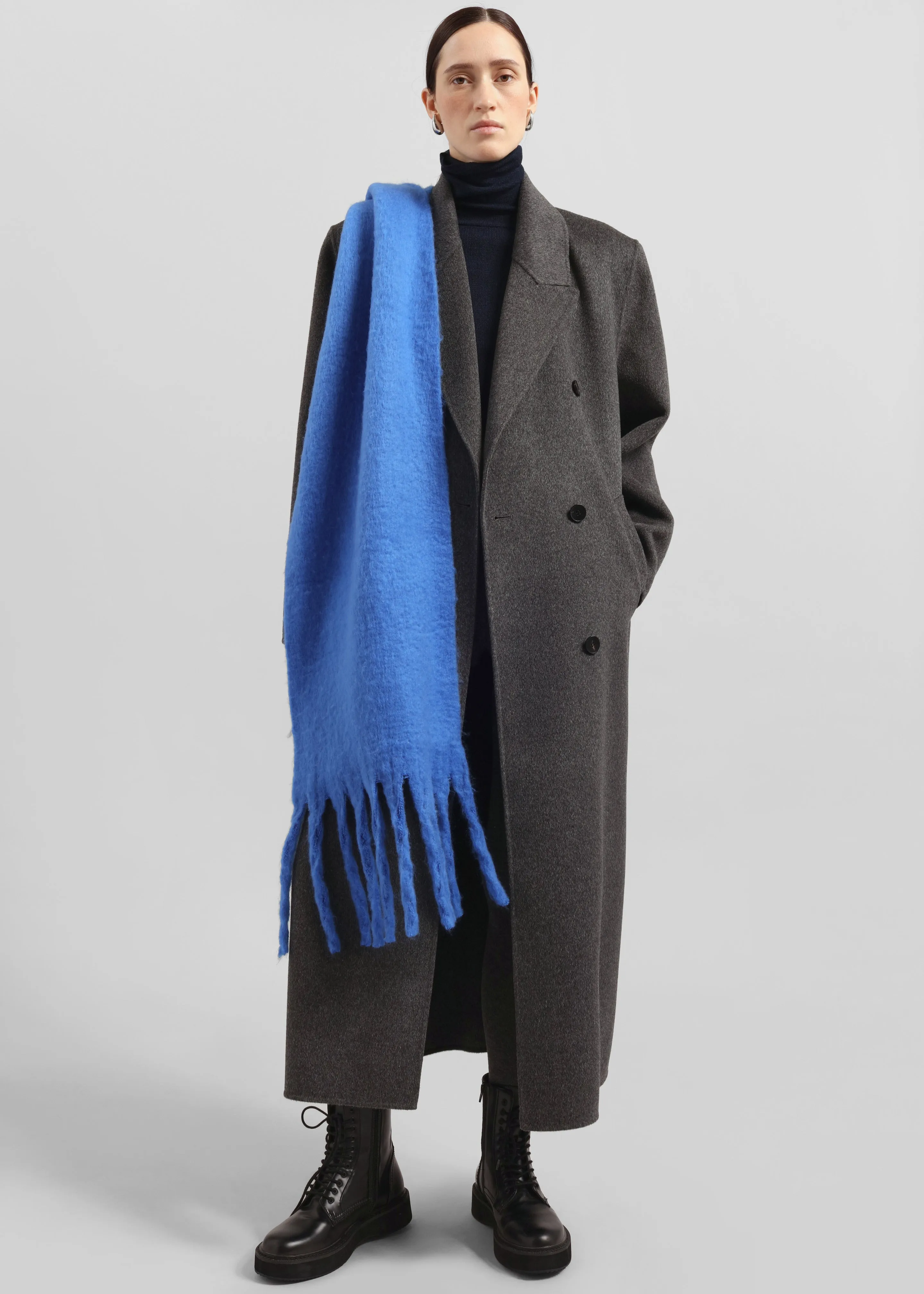 Gaia Double Breasted Coat - Dark Grey Melange | Parallel