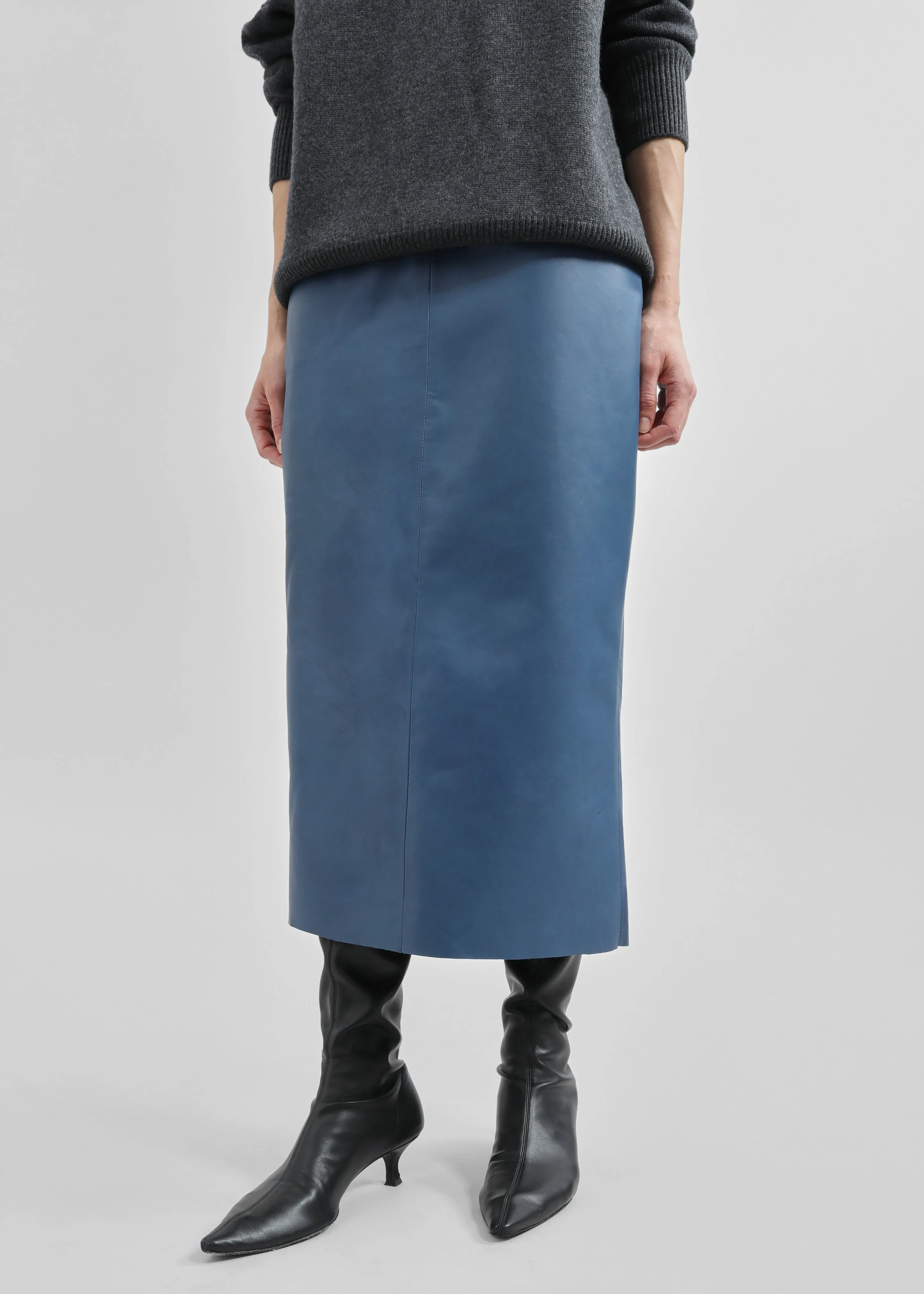 Taney Leather Midi Skirt - Cobalt sold by Frankie Shop product image thumbnail 2