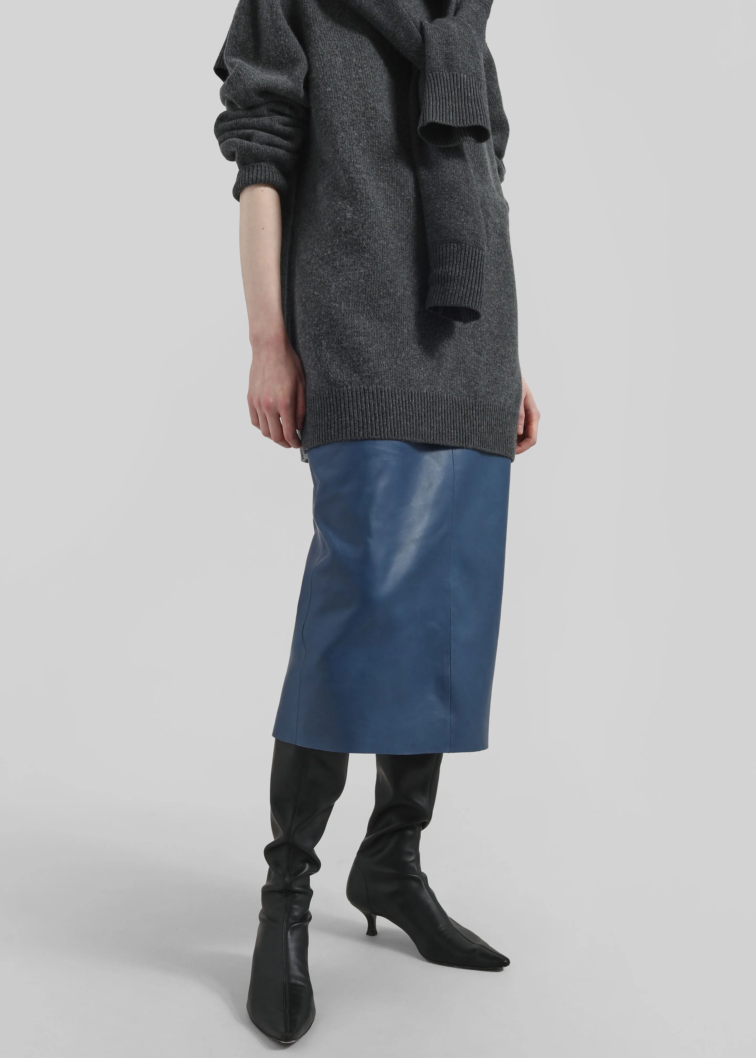 Taney Leather Midi Skirt - Cobalt sold by Frankie Shop product image thumbnail 4