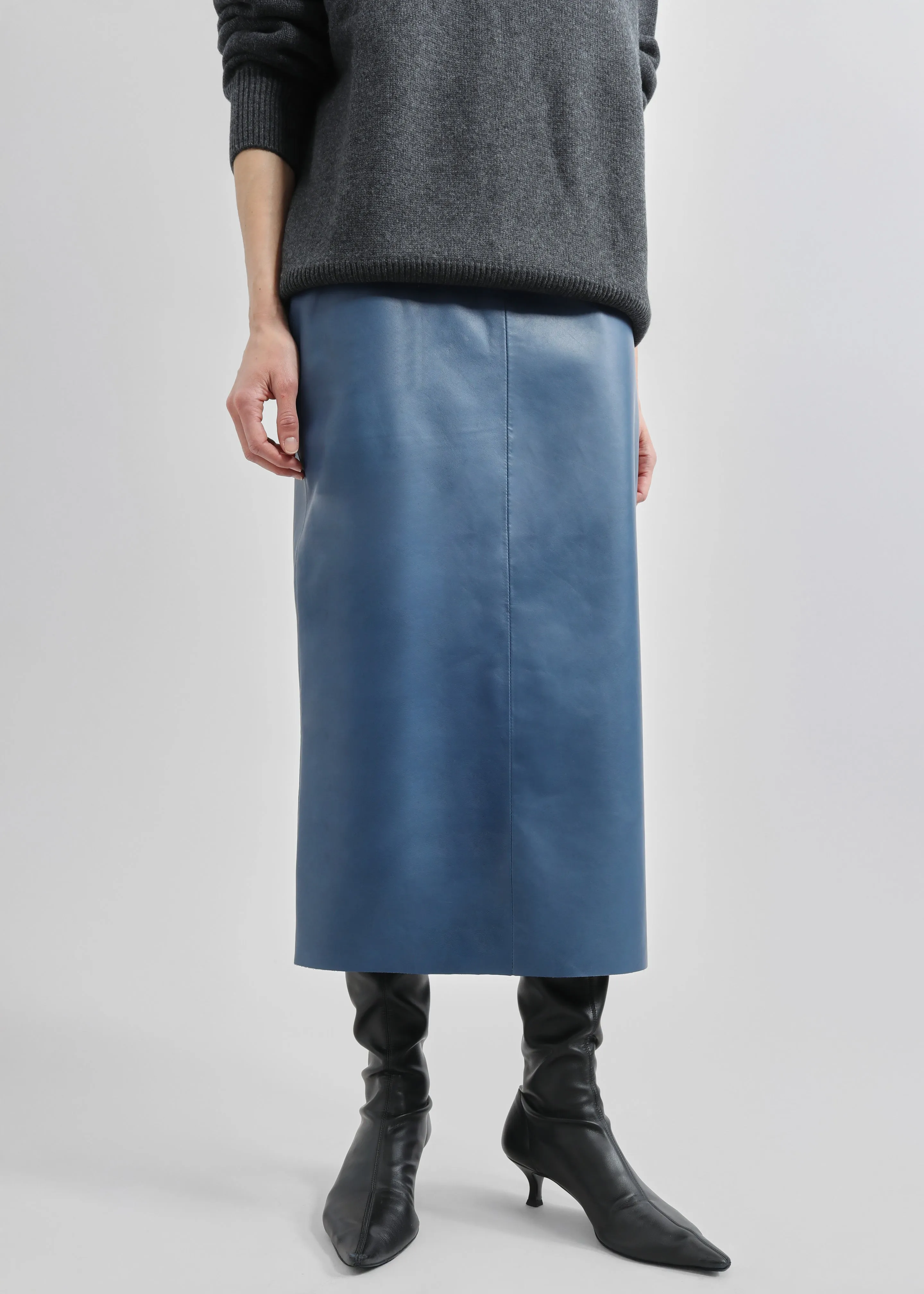 Taney Leather Midi Skirt - Cobalt sold by Frankie Shop product image thumbnail 5